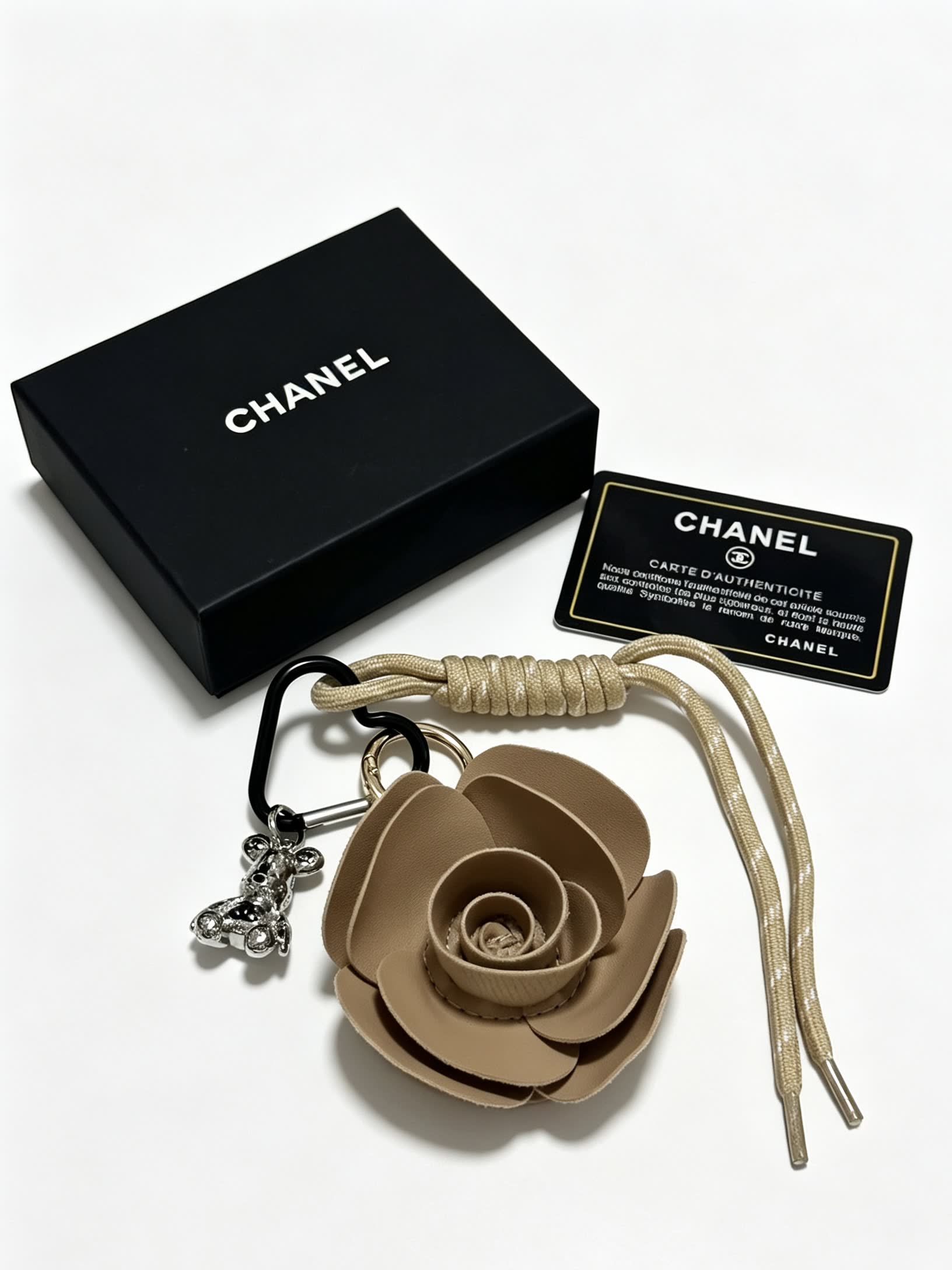 Chanel Leather Rose Keychain
