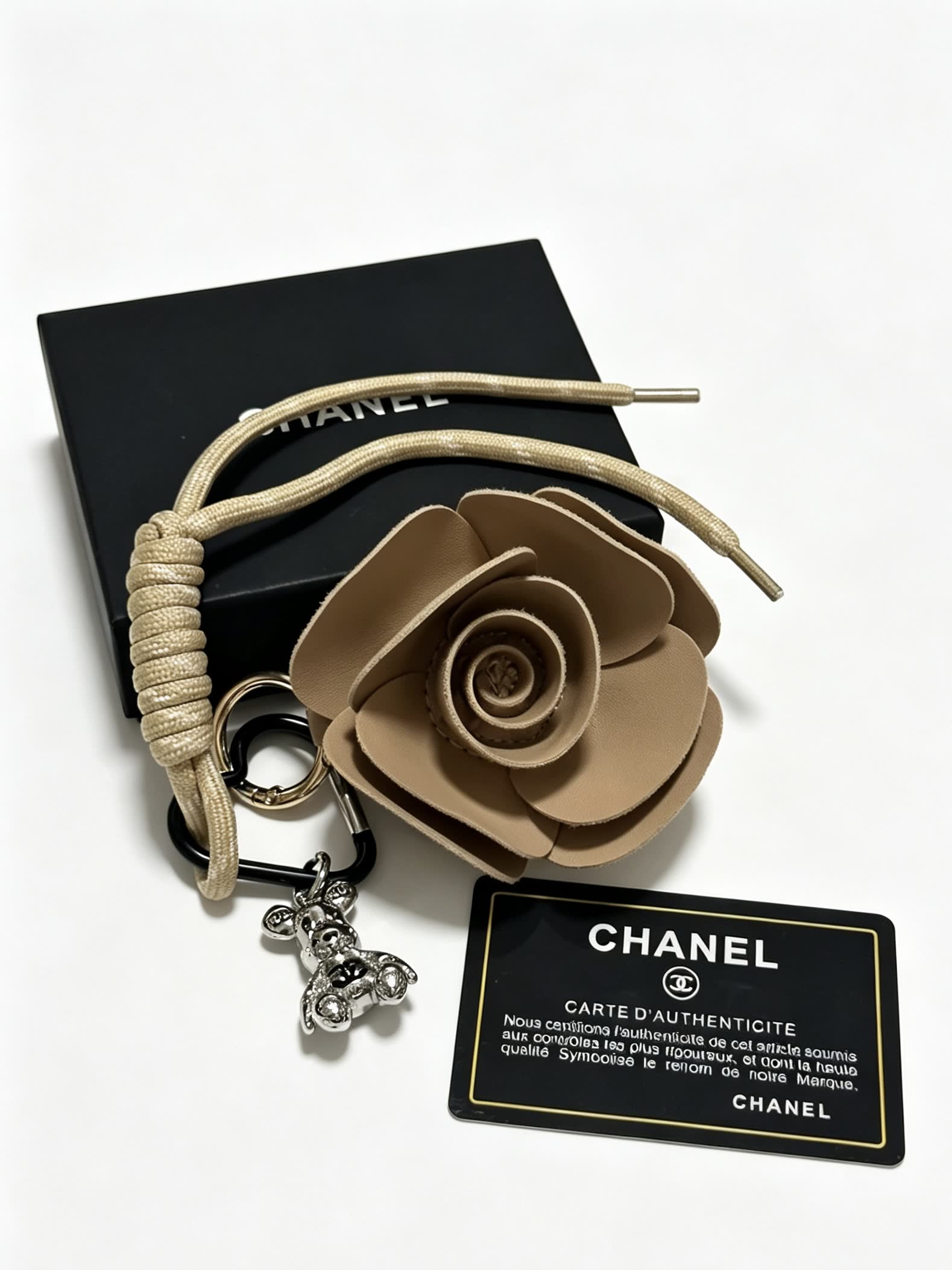 Chanel Leather Rose Keychain