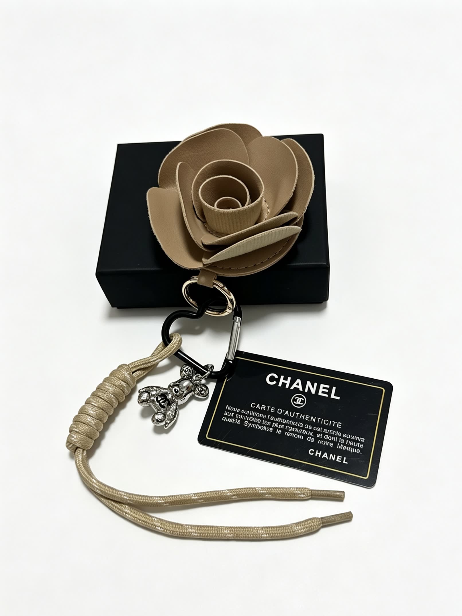 Chanel Leather Rose Keychain