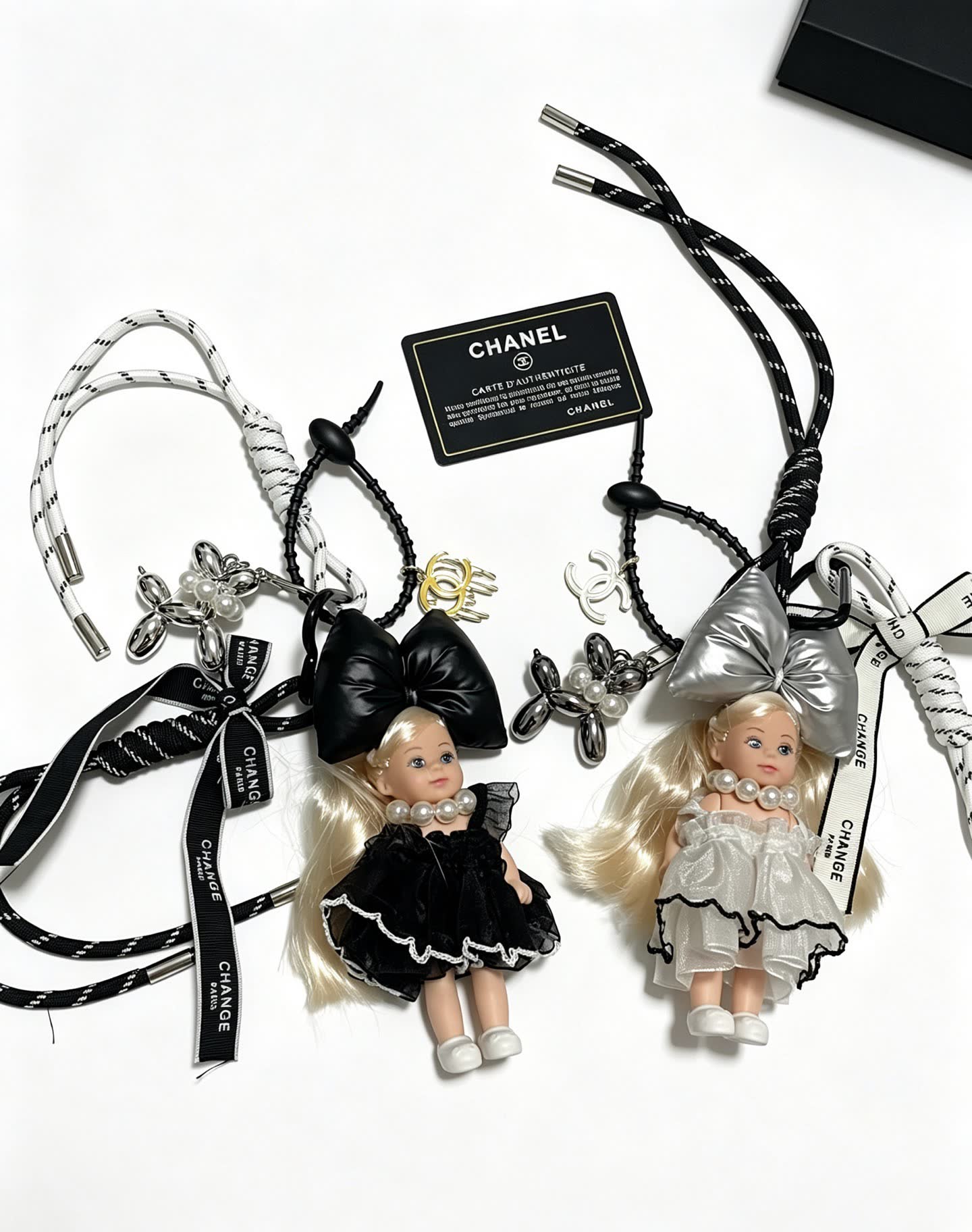 Chanel Black Leather Bow with Doll Charm