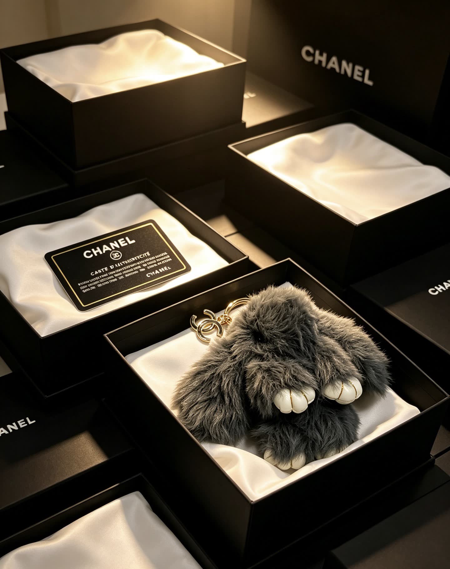 Chanel Grey Furry Keychain Chanel Grey Furry Keychain