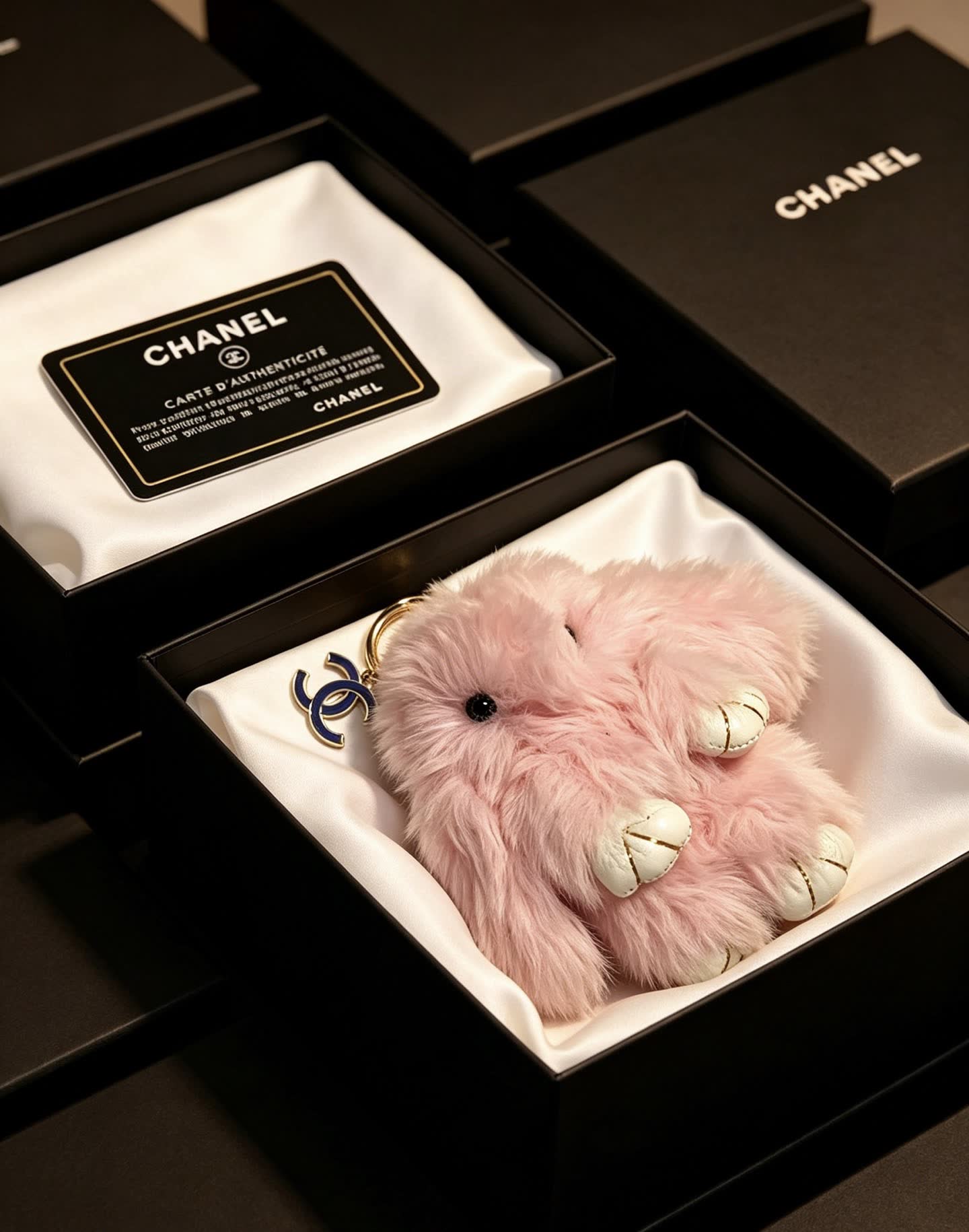 Chanel Pink Furry Keychain