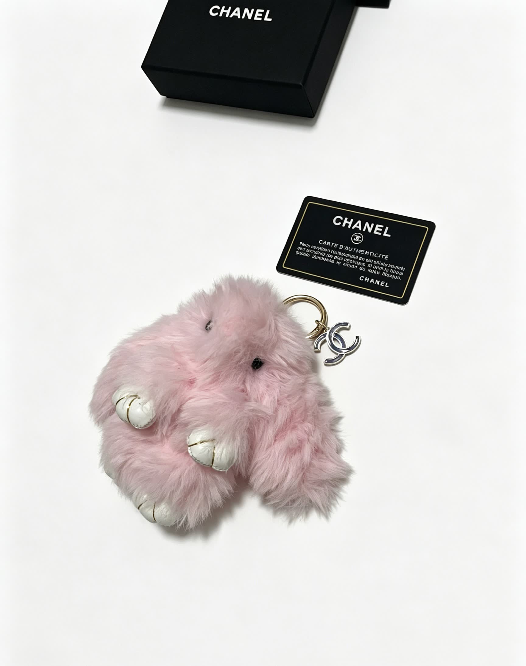 Chanel Pink Furry Keychain