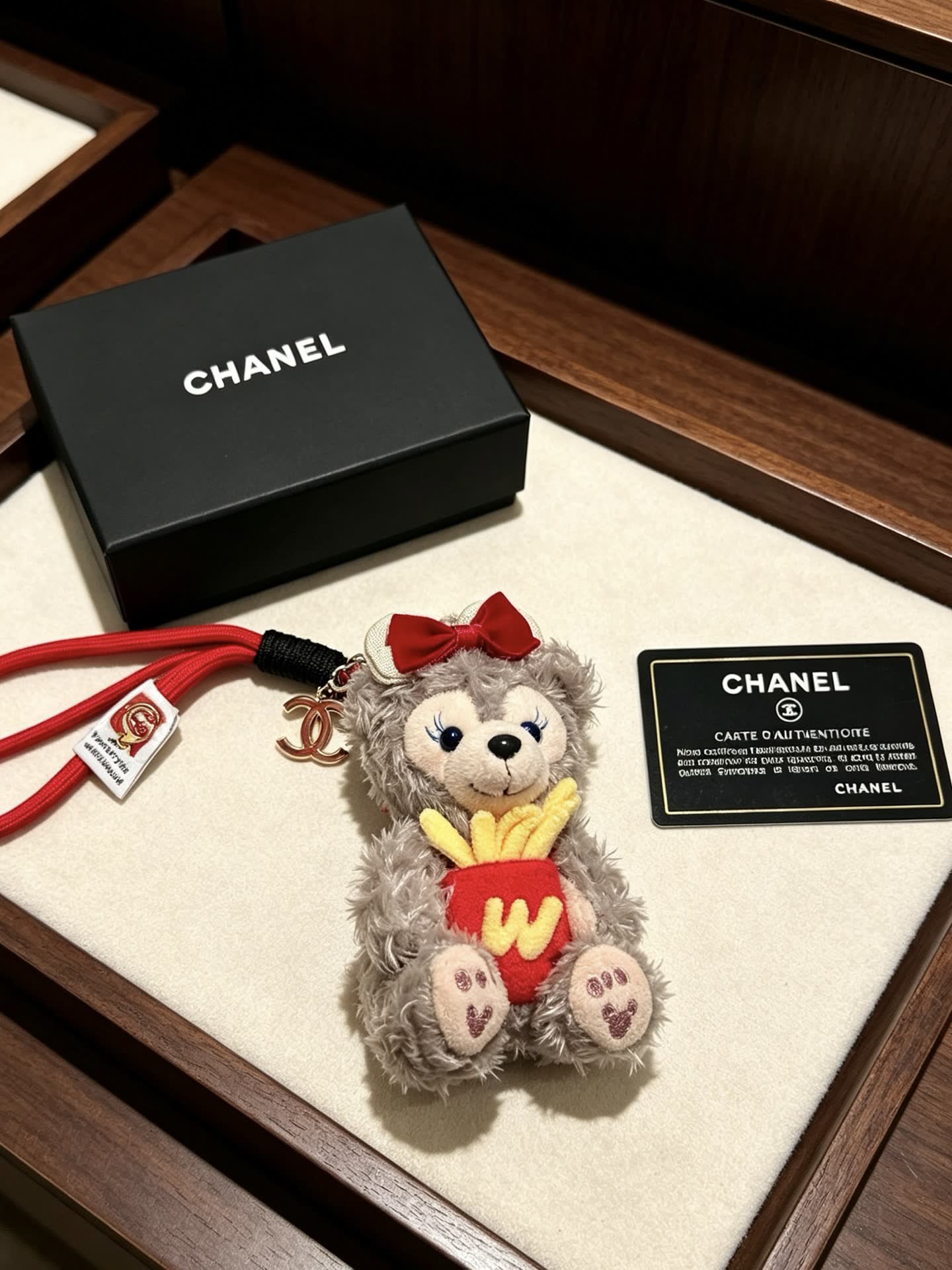 Chanel Bear Charm with Red Bow and French Fries Chanel Bear Charm with Red Bow and French Fries