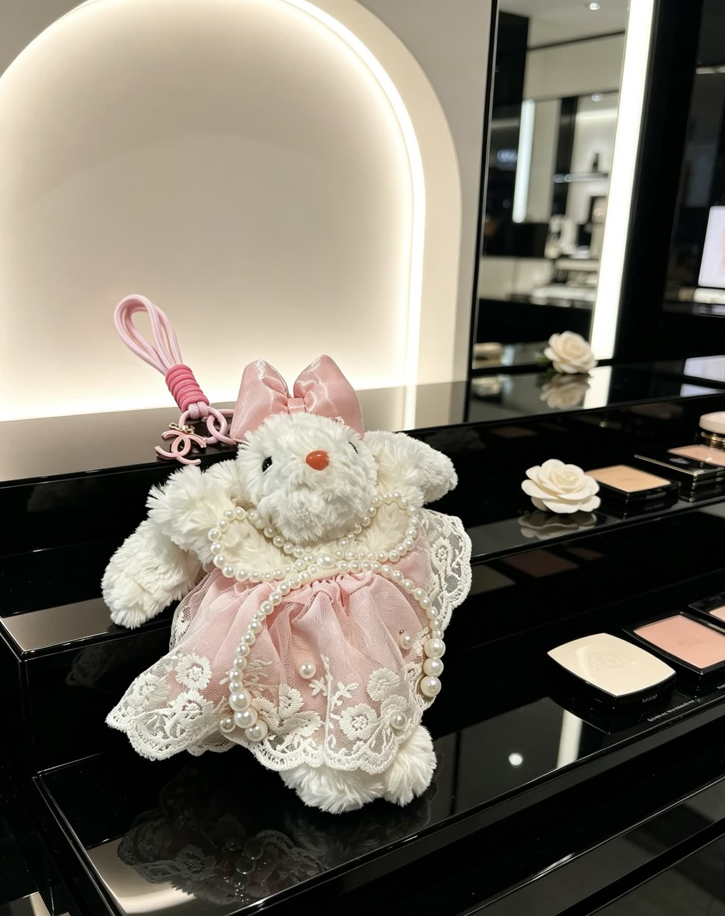 Chanel Pink Lace Bear Charm