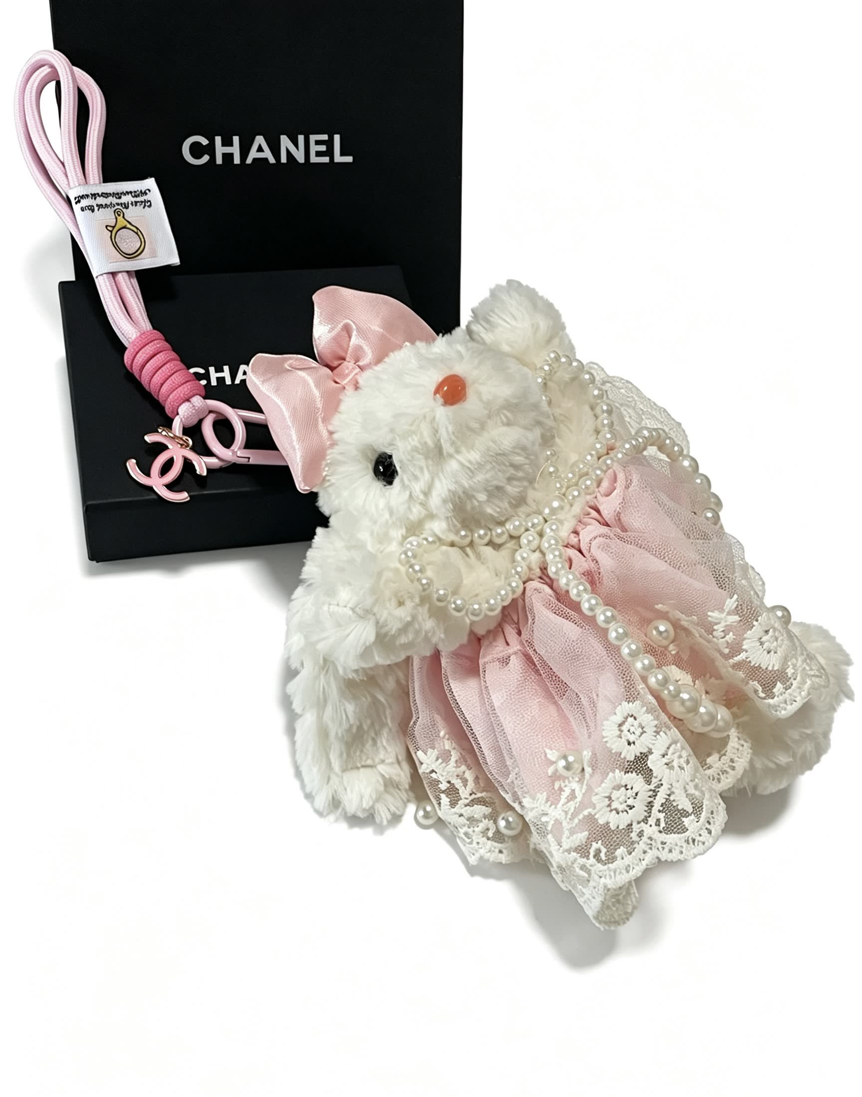 Chanel Pink Lace Bear Charm