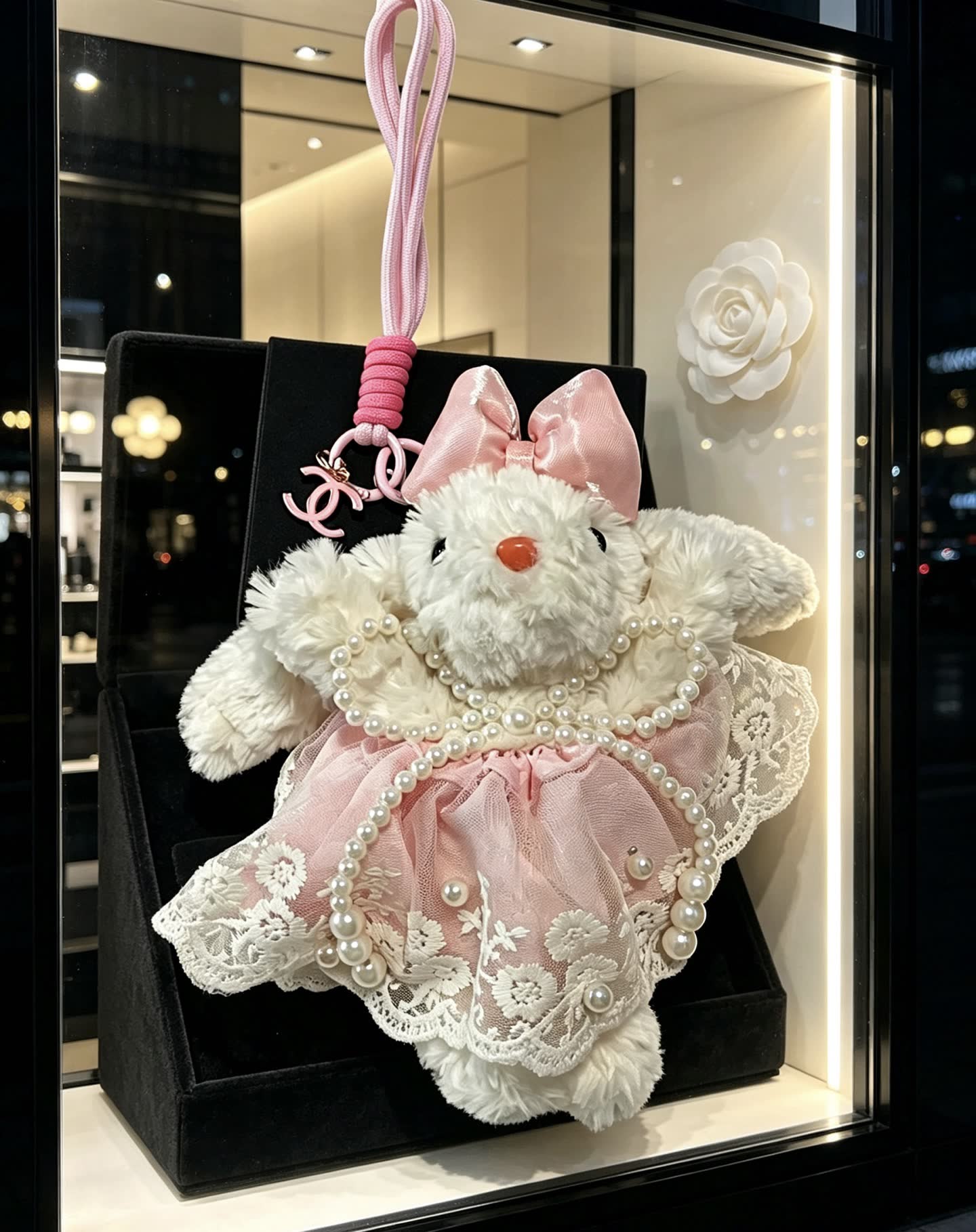 Chanel Pink Lace Bear Charm