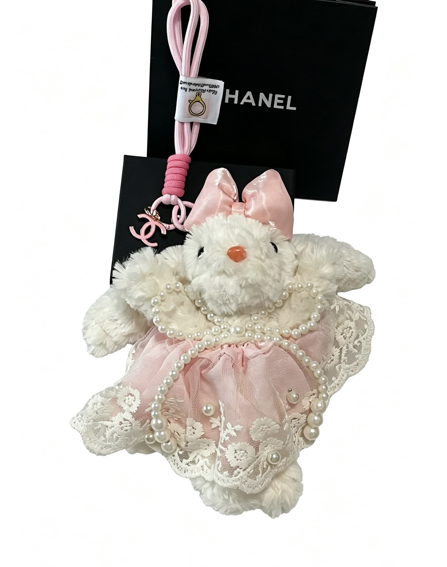 Chanel Pink Lace Bear Charm