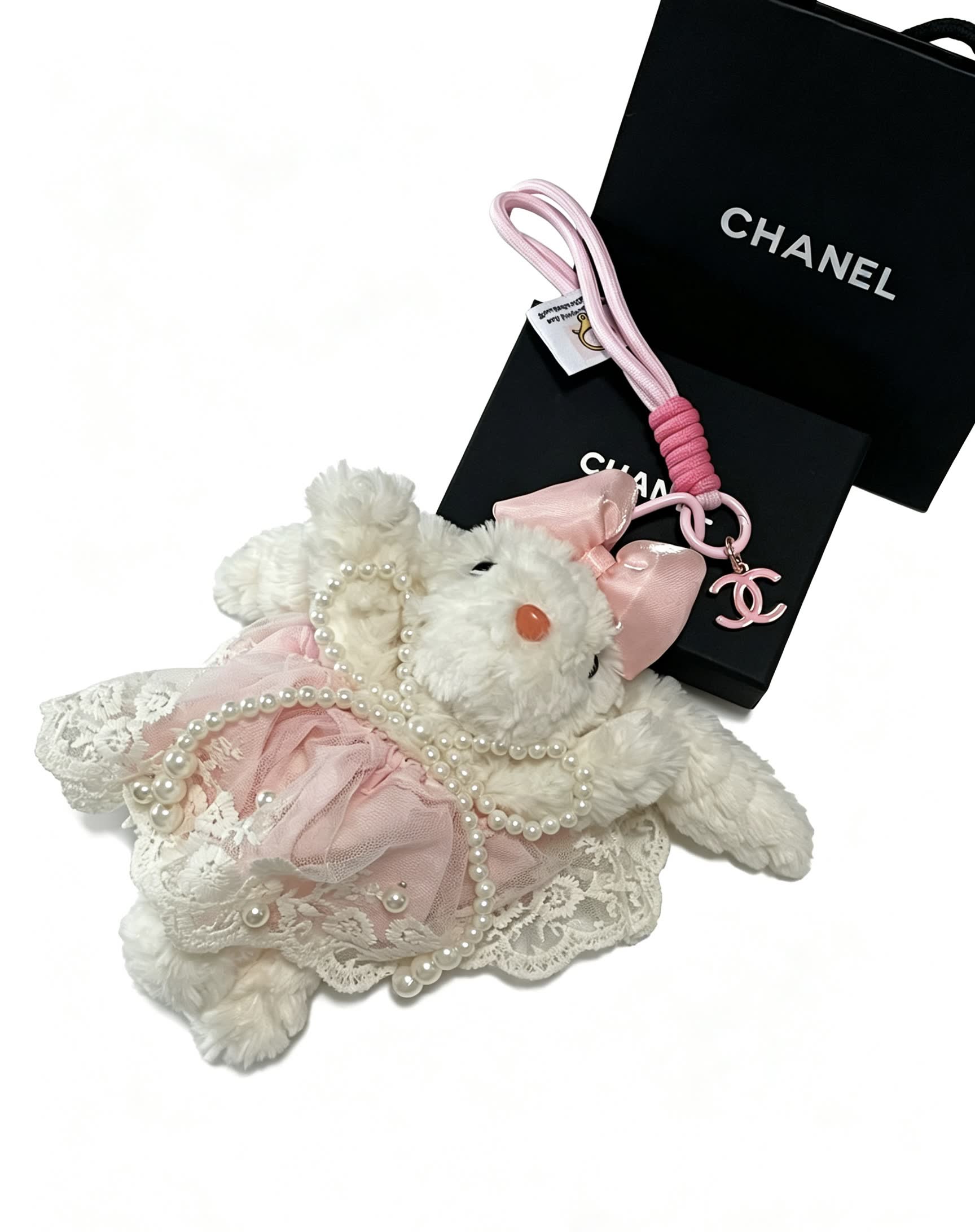 Chanel Pink Lace Bear Charm