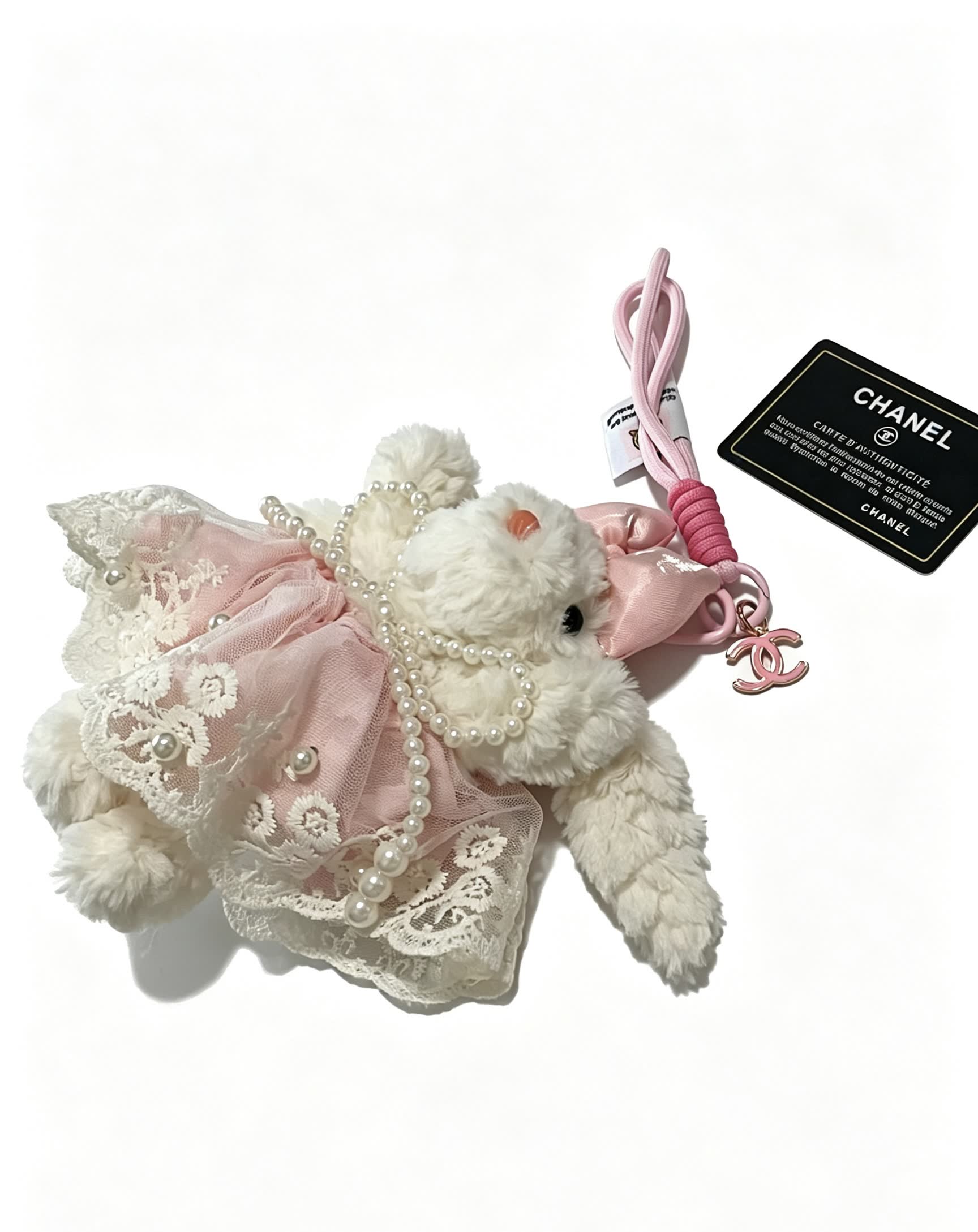 Chanel Pink Lace Bear Charm