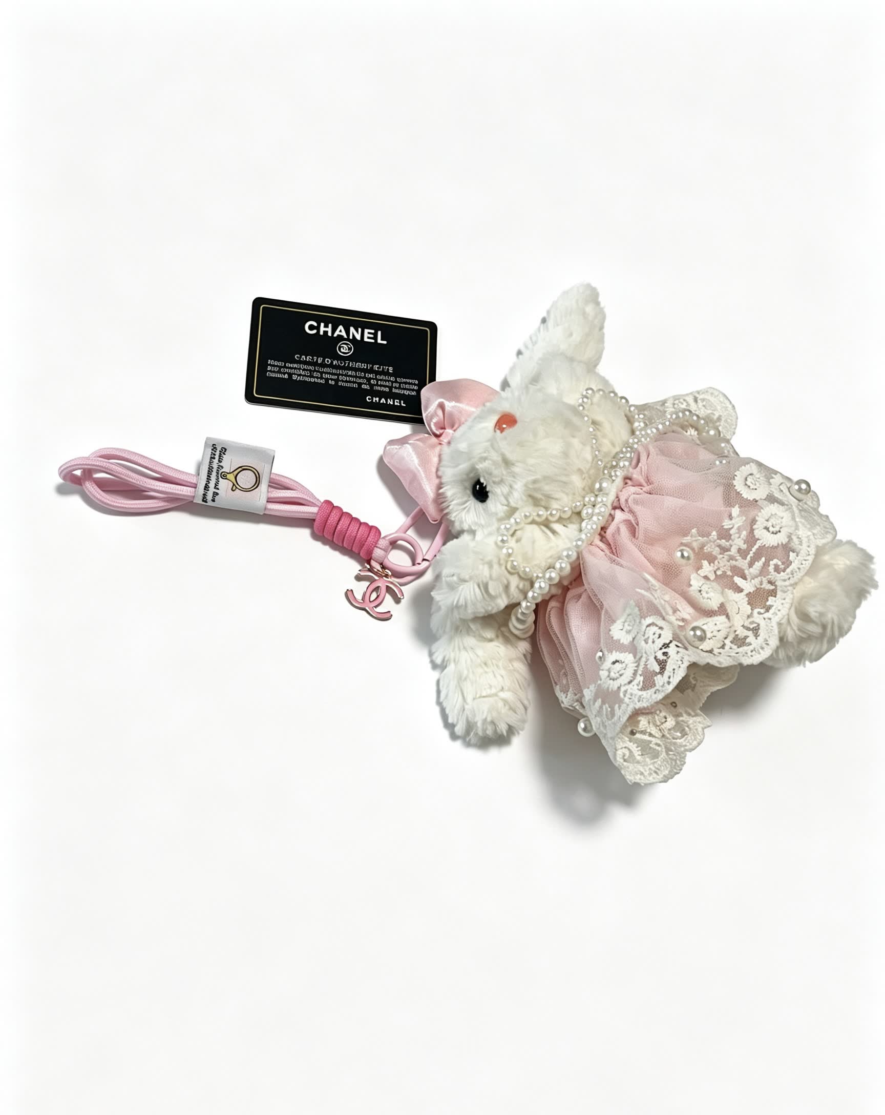 Chanel Pink Lace Bear Charm