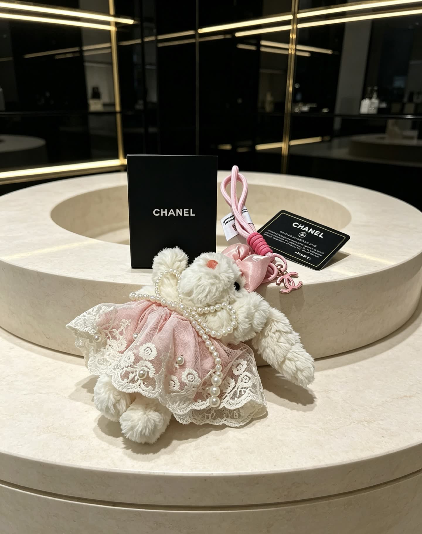 Chanel Pink Lace Bear Charm