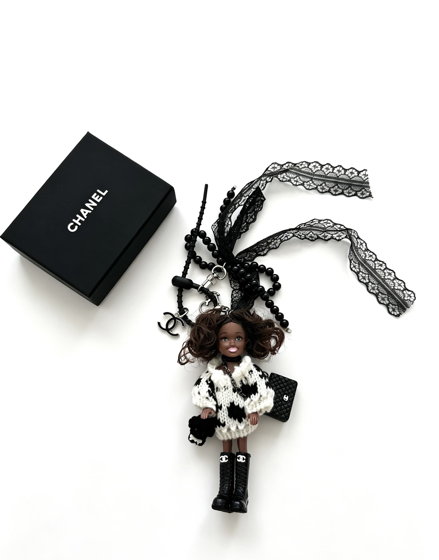 Chanel Black and White Doll Charm Chanel Black and White Doll Charm