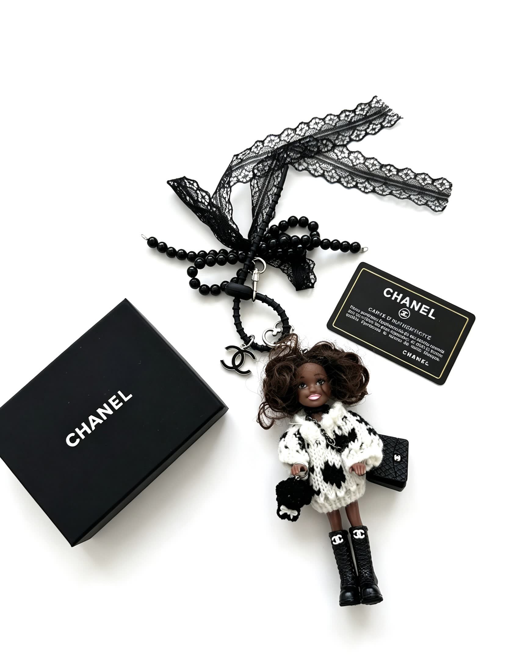Chanel Black and White Doll Charm