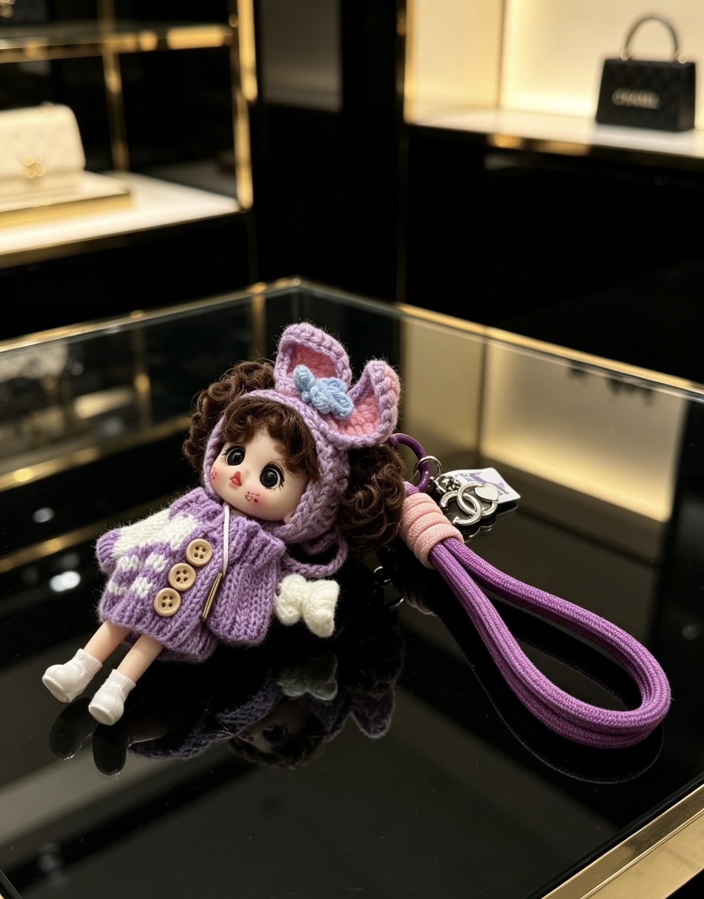 Chanel Purple Knit Doll Charm