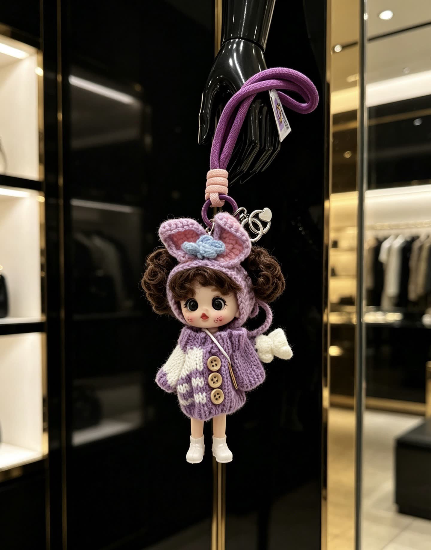 Chanel Purple Knit Doll Charm