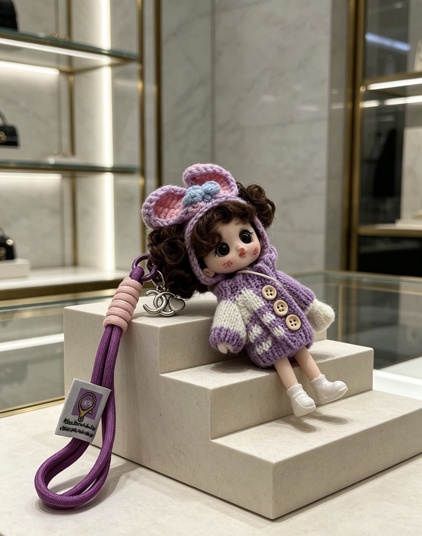Chanel Purple Knit Doll Charm