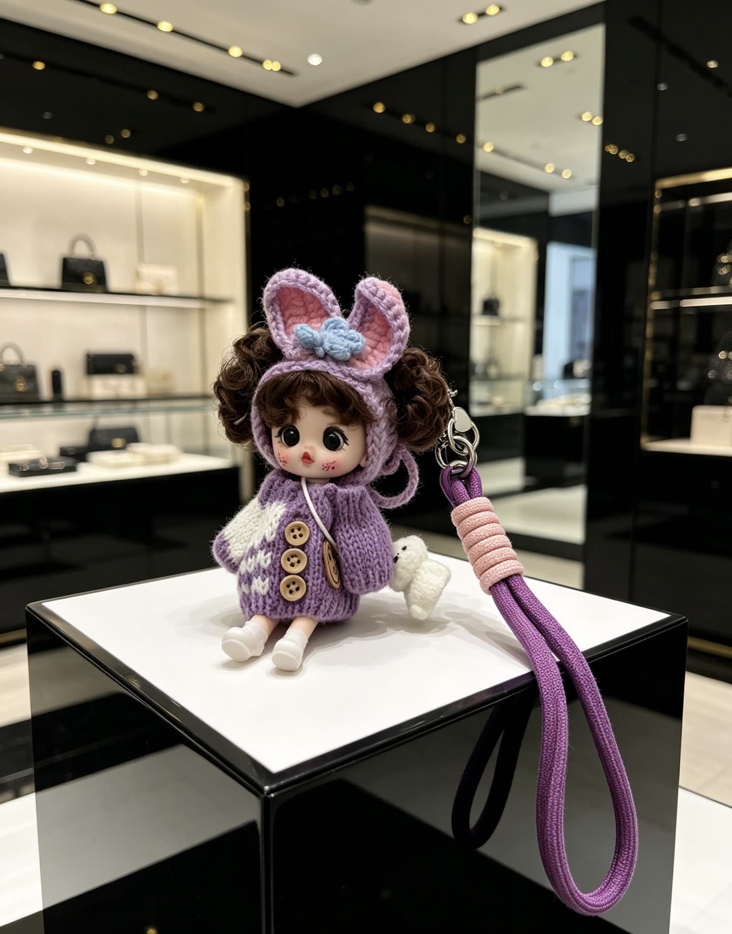 Chanel Purple Knit Doll Charm