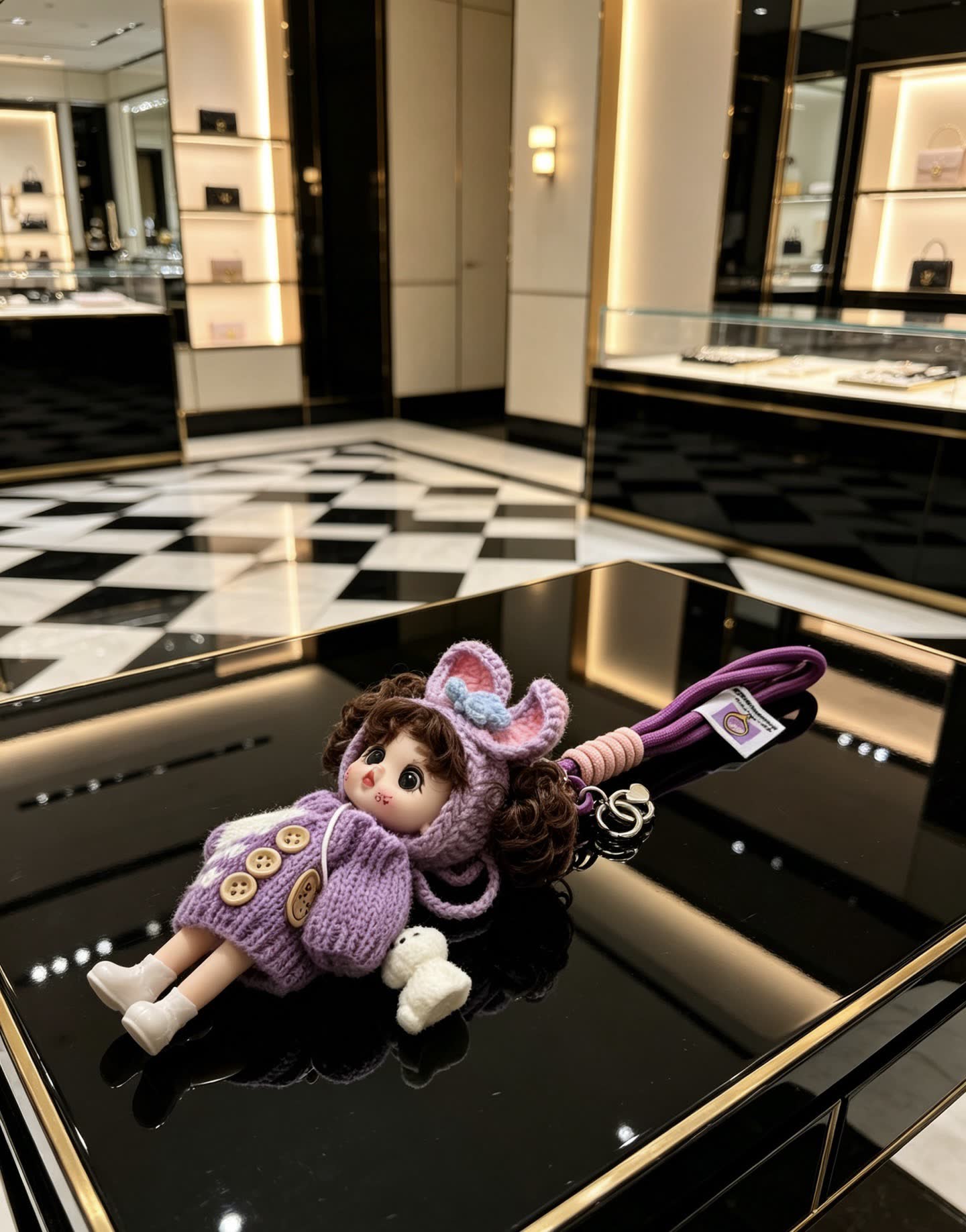 Chanel Purple Knit Doll Charm