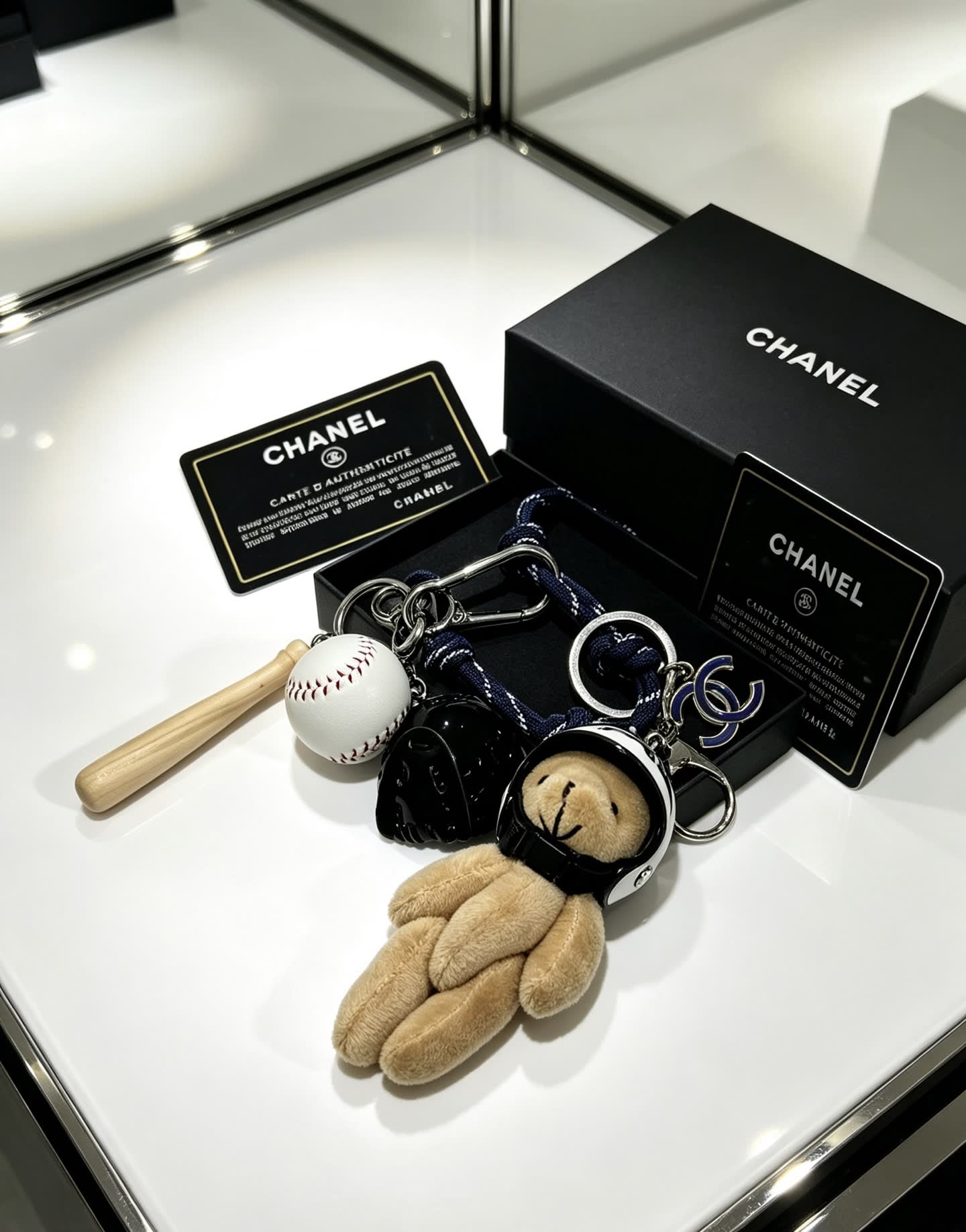 Chanel Baseball Bear Keychain