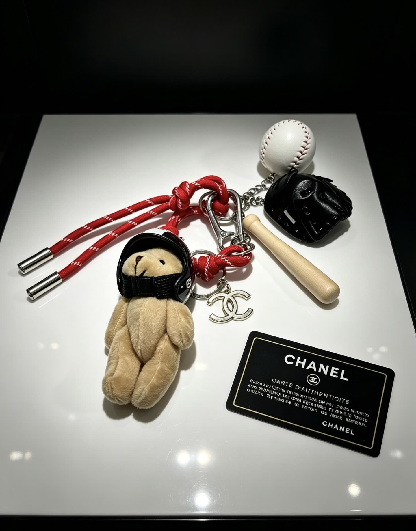 Chanel Baseball Bear Keychain