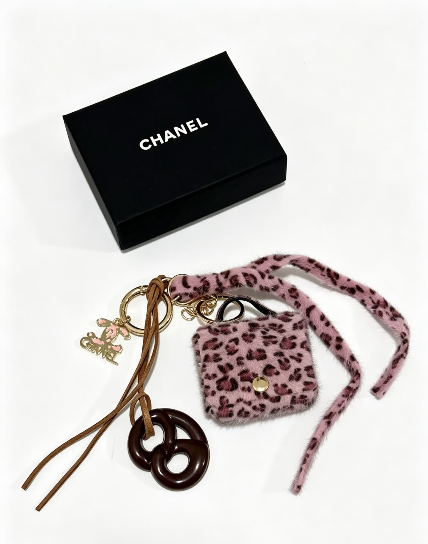 Chanel Leopard Print Keychain