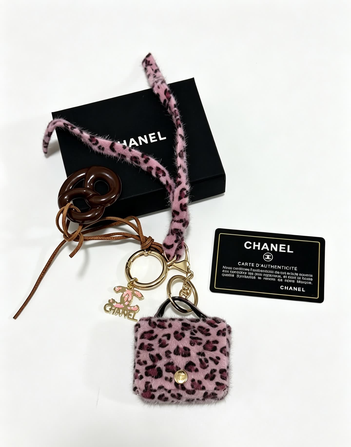 Chanel Leopard Print Keychain