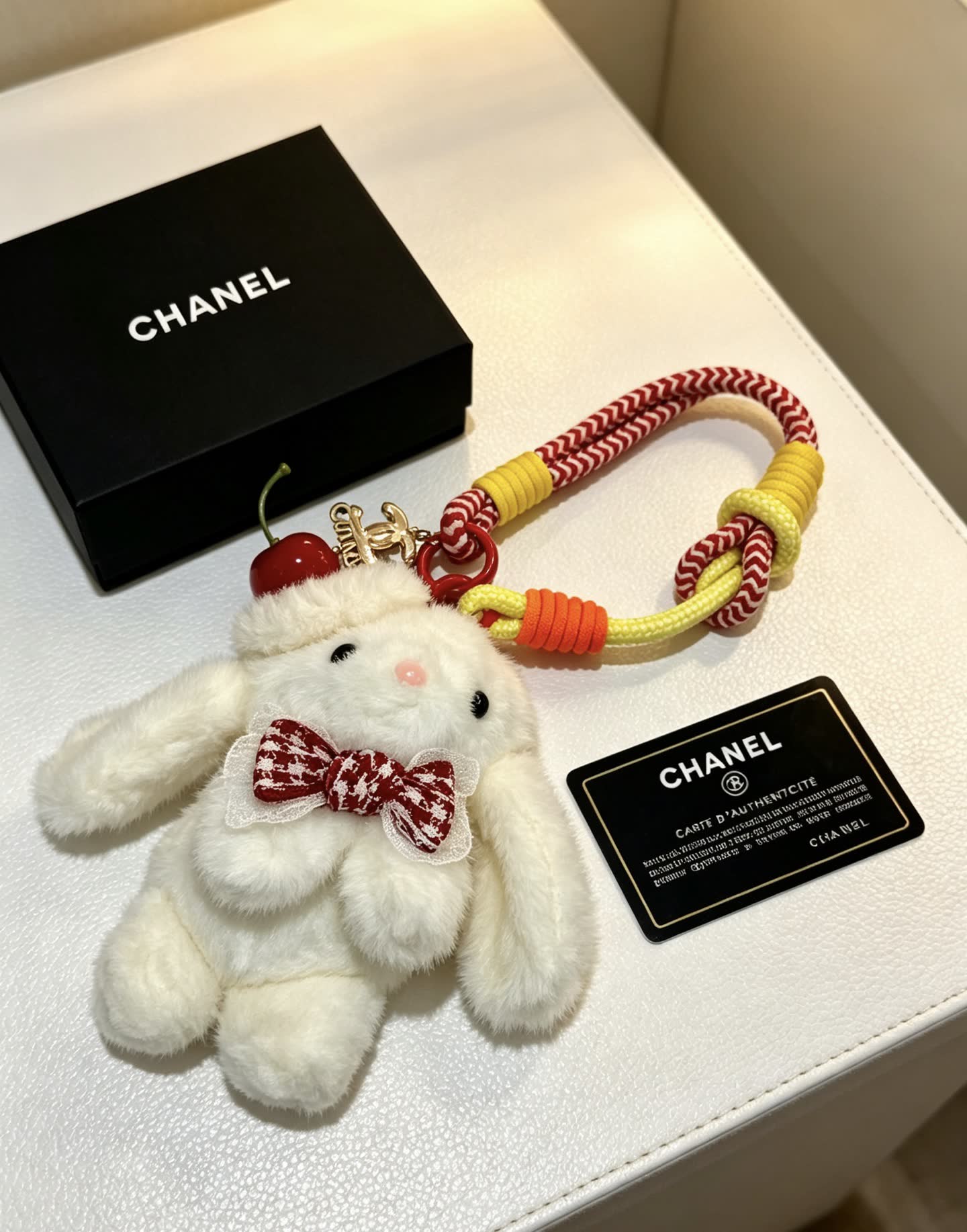 Chanel White Rabbit Keychain