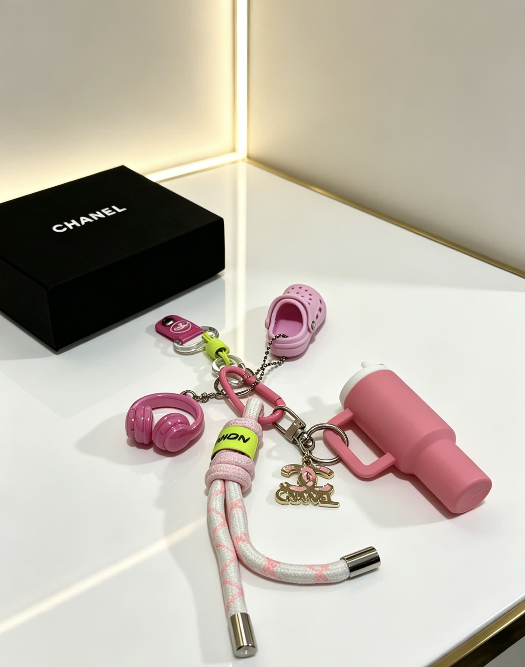 Chanel Pink Keychain Set