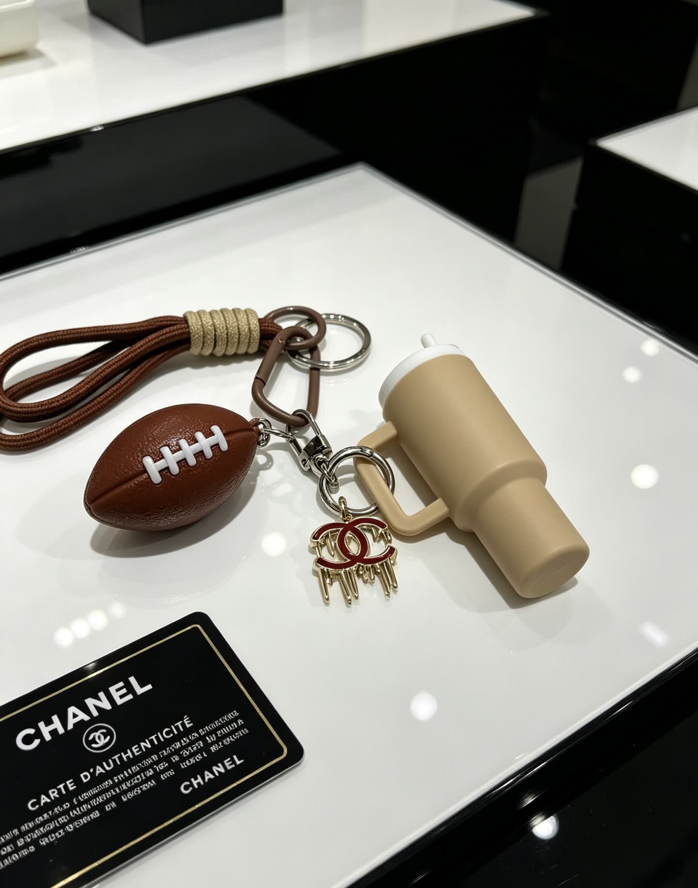 Chanel Football and Mug Keychain Chanel Football and Mug Keychain
