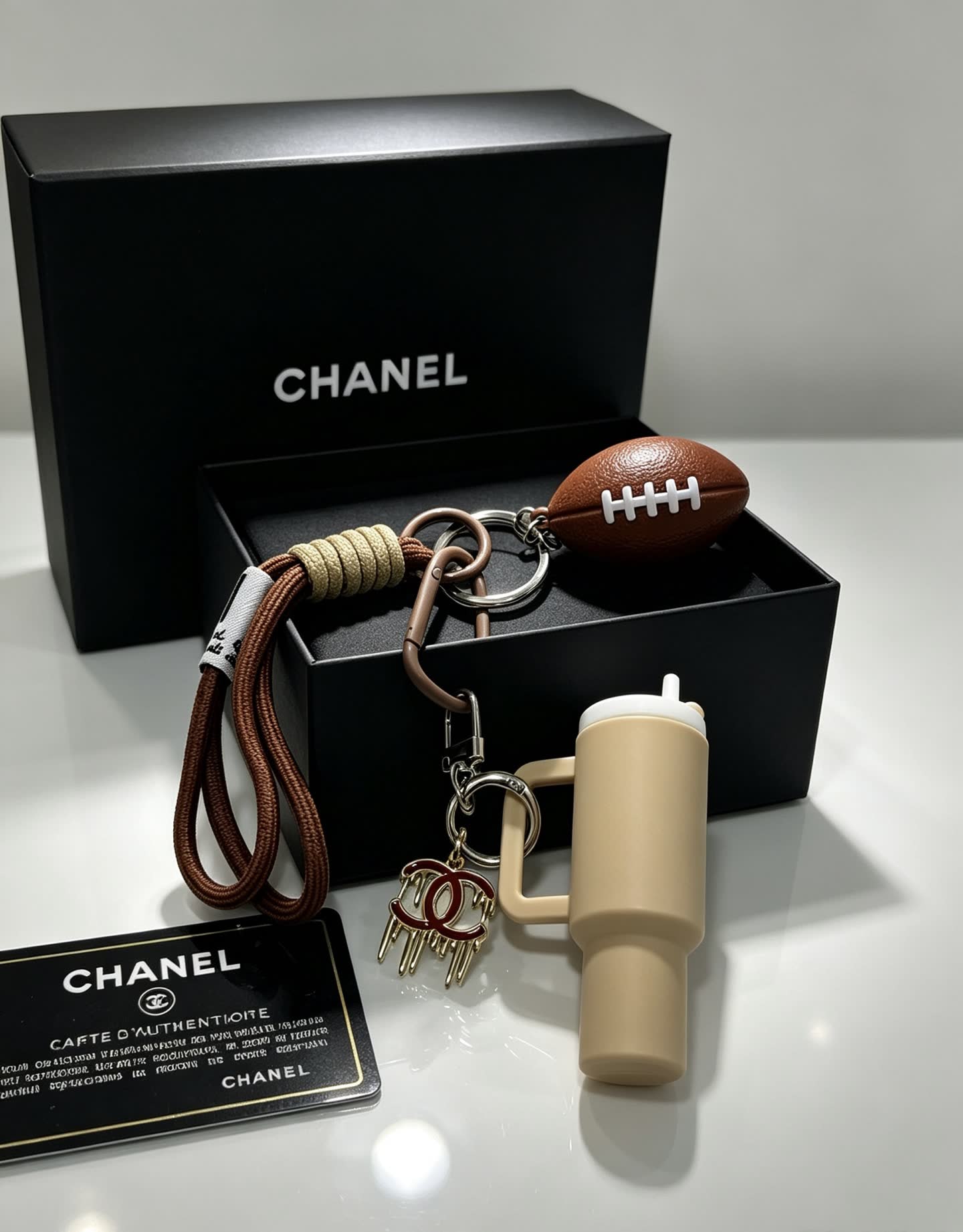 Chanel Football and Mug Keychain