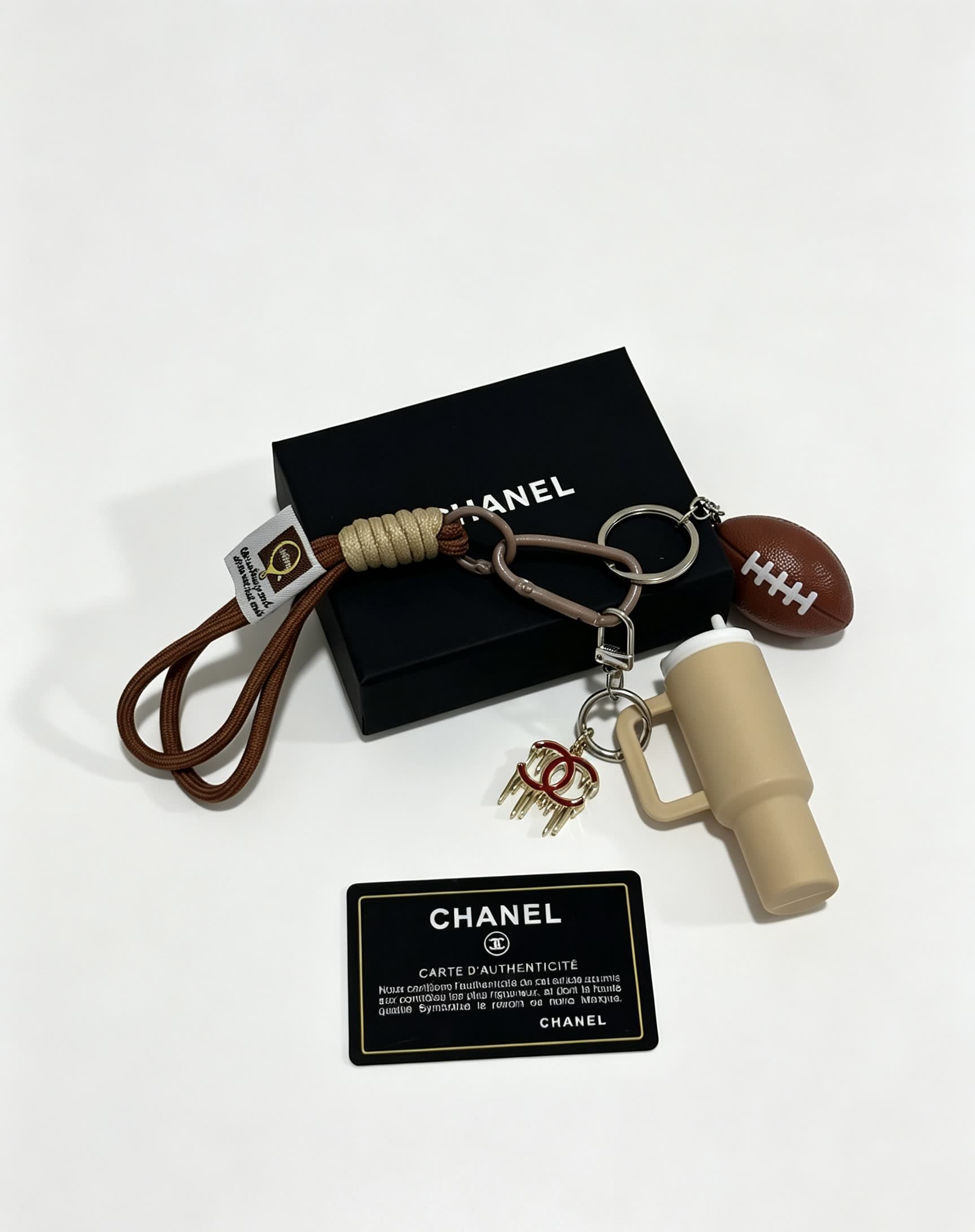 Chanel Football and Mug Keychain