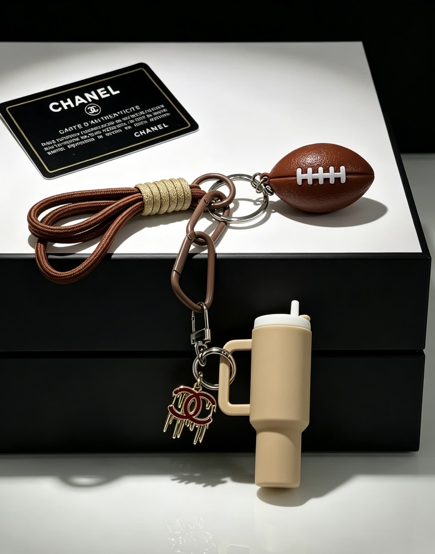Chanel Football and Mug Keychain