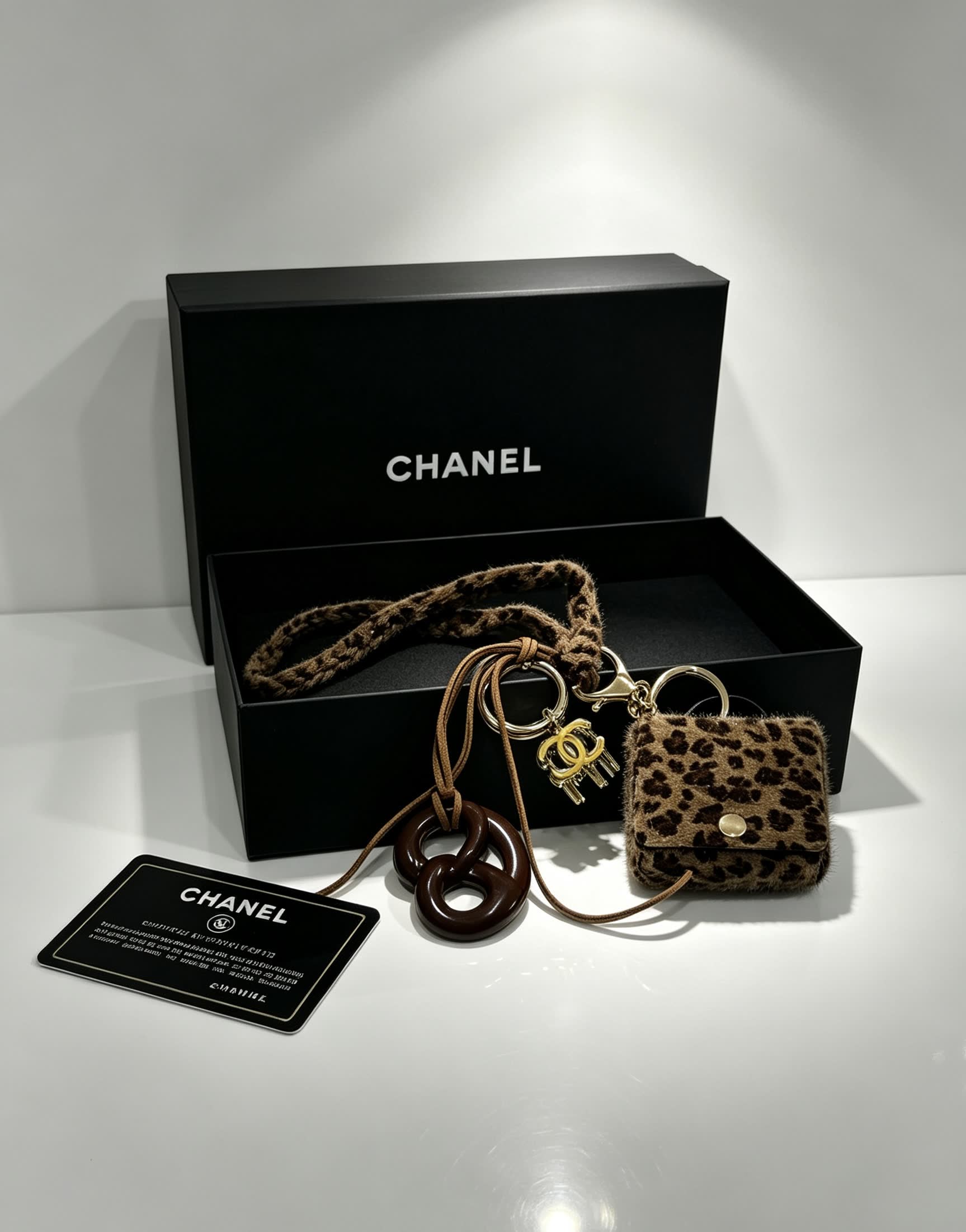 Chanel Leopard Print Keychain