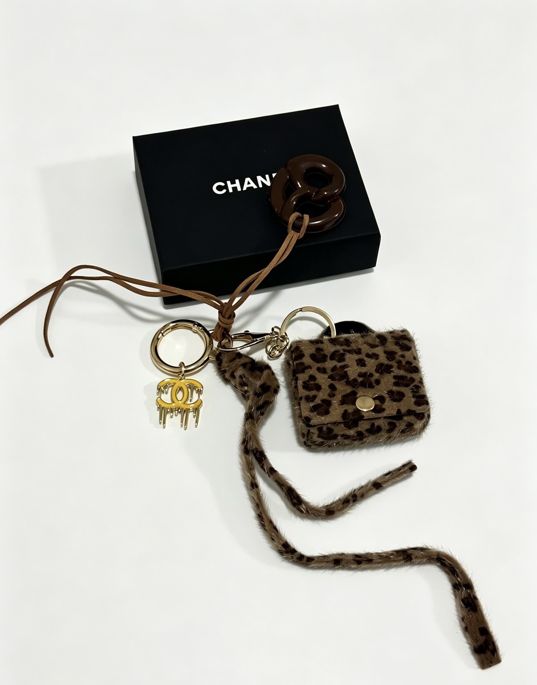 Chanel Leopard Print Keychain