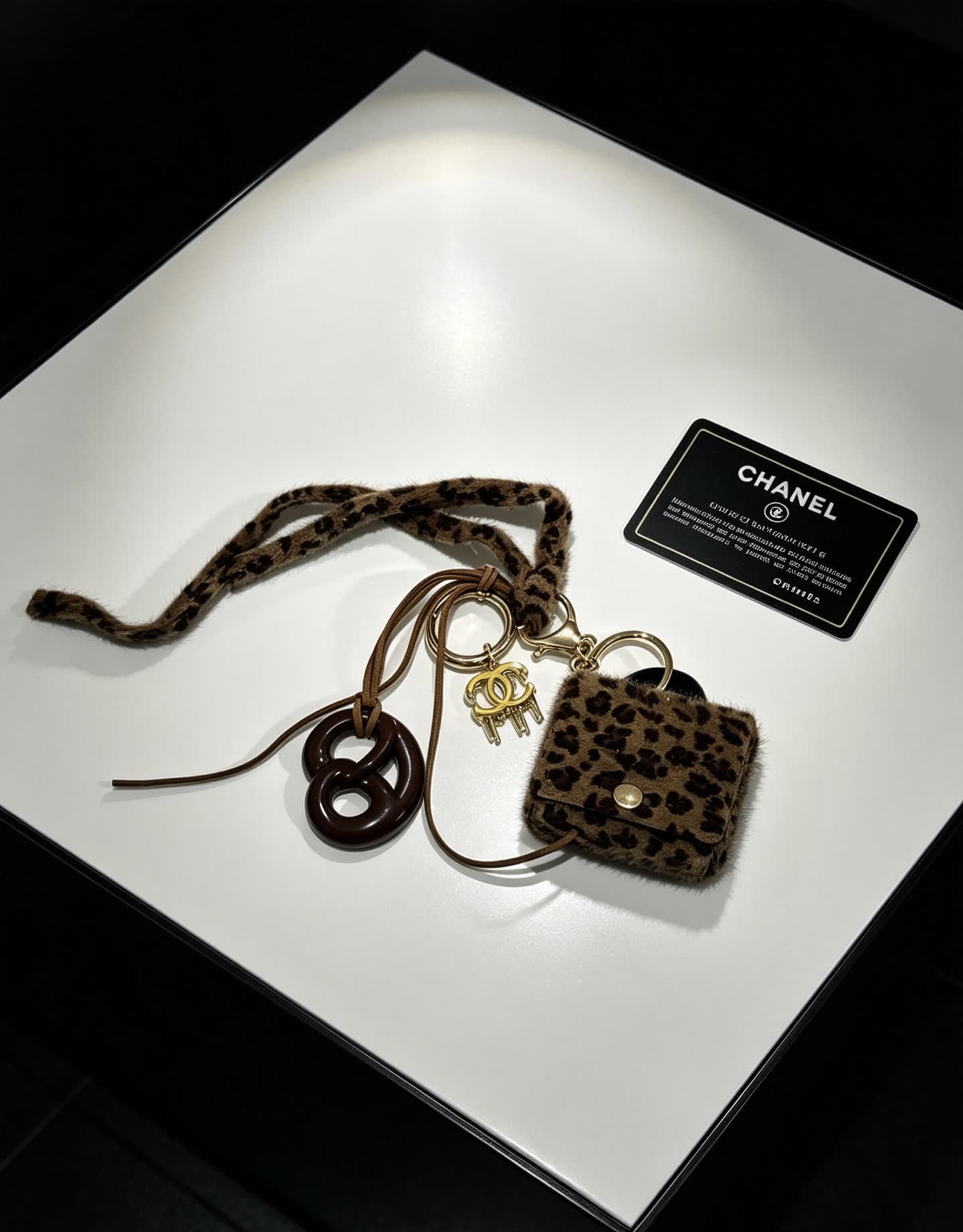 Chanel Leopard Print Keychain