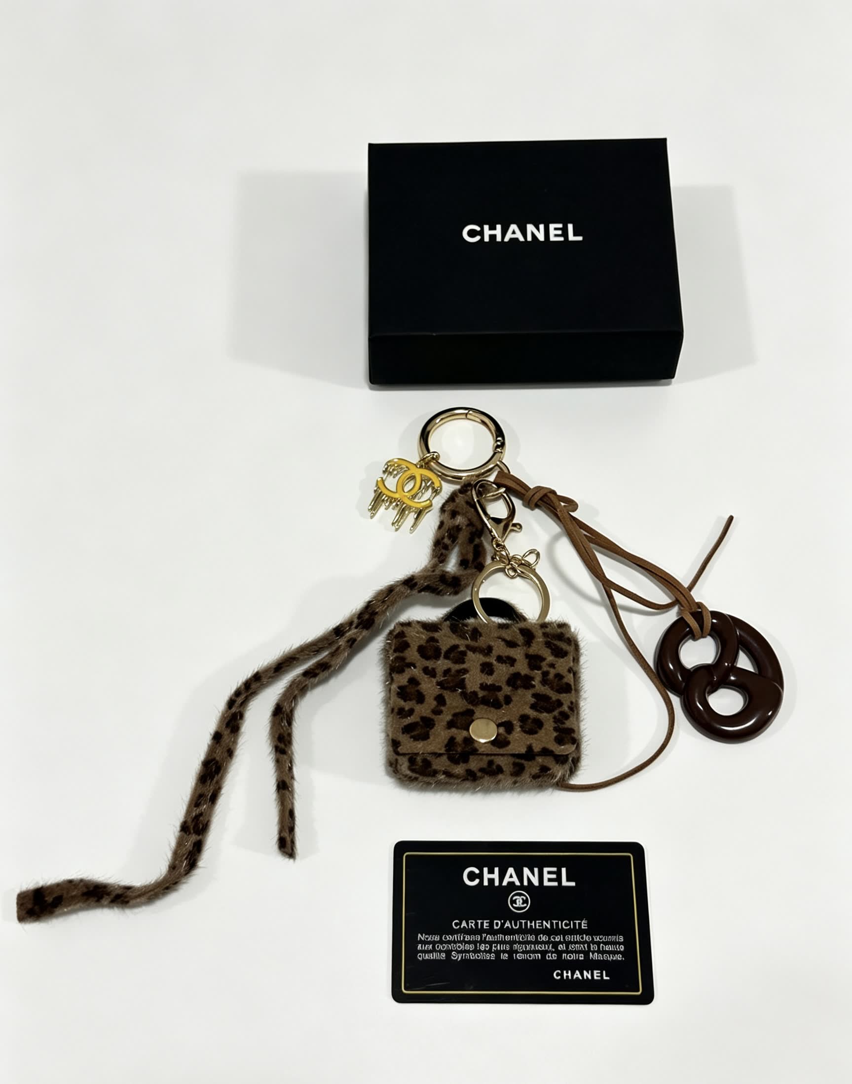 Chanel Leopard Print Keychain