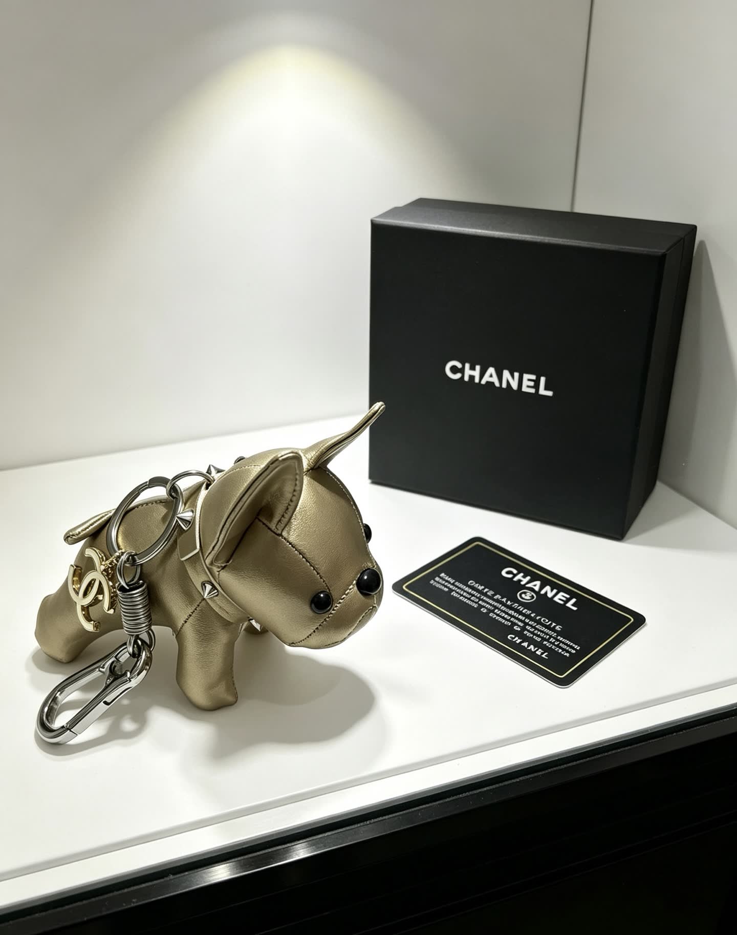 Chanel Gold Leather Dog Keychain Chanel Gold Leather Dog Keychain