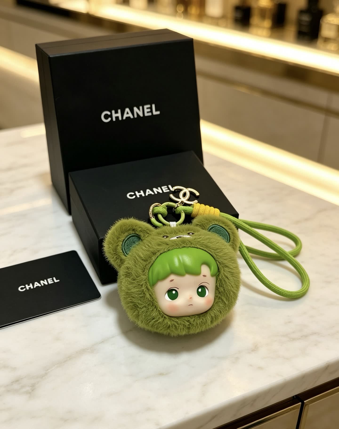 Chanel Green Bear Keychain