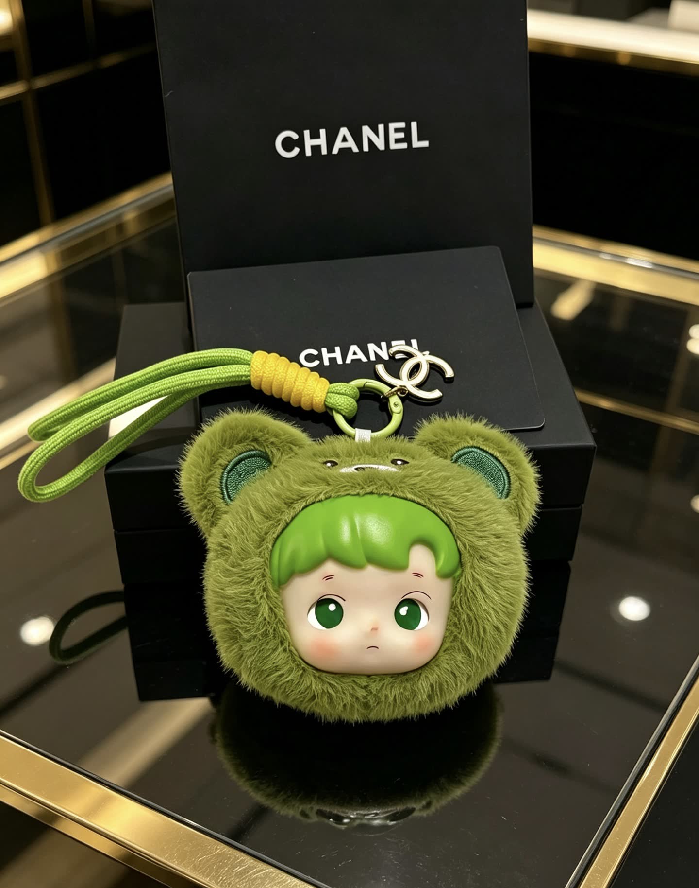 Chanel Green Bear Keychain
