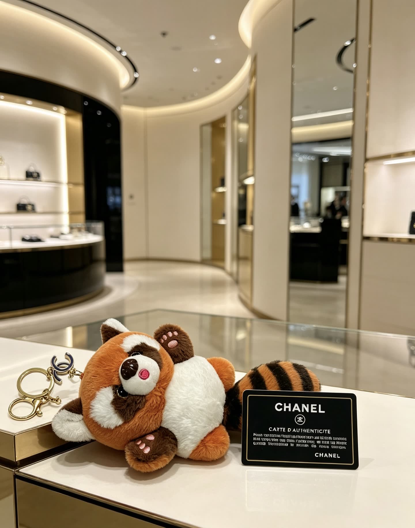 Chanel Red Panda Keychain