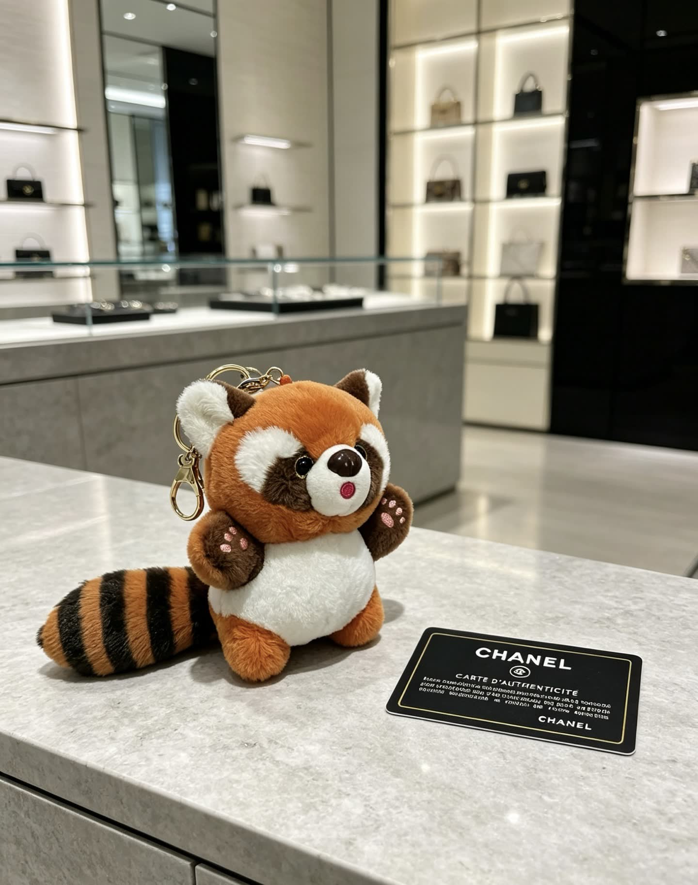 Chanel Red Panda Keychain