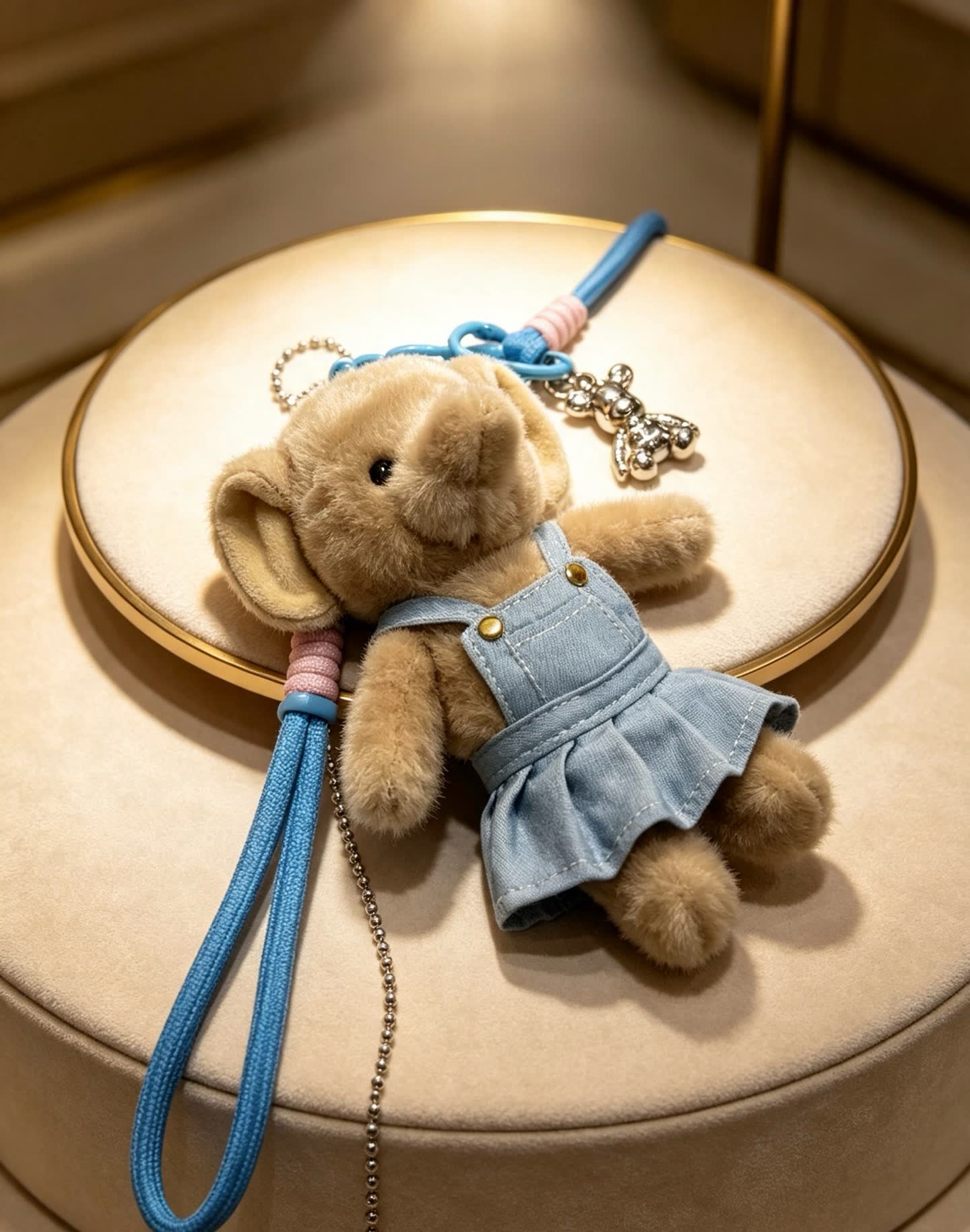 Chanel Blue Denim Dress Bear Keychain Chanel Blue Denim Dress Bear Keychain
