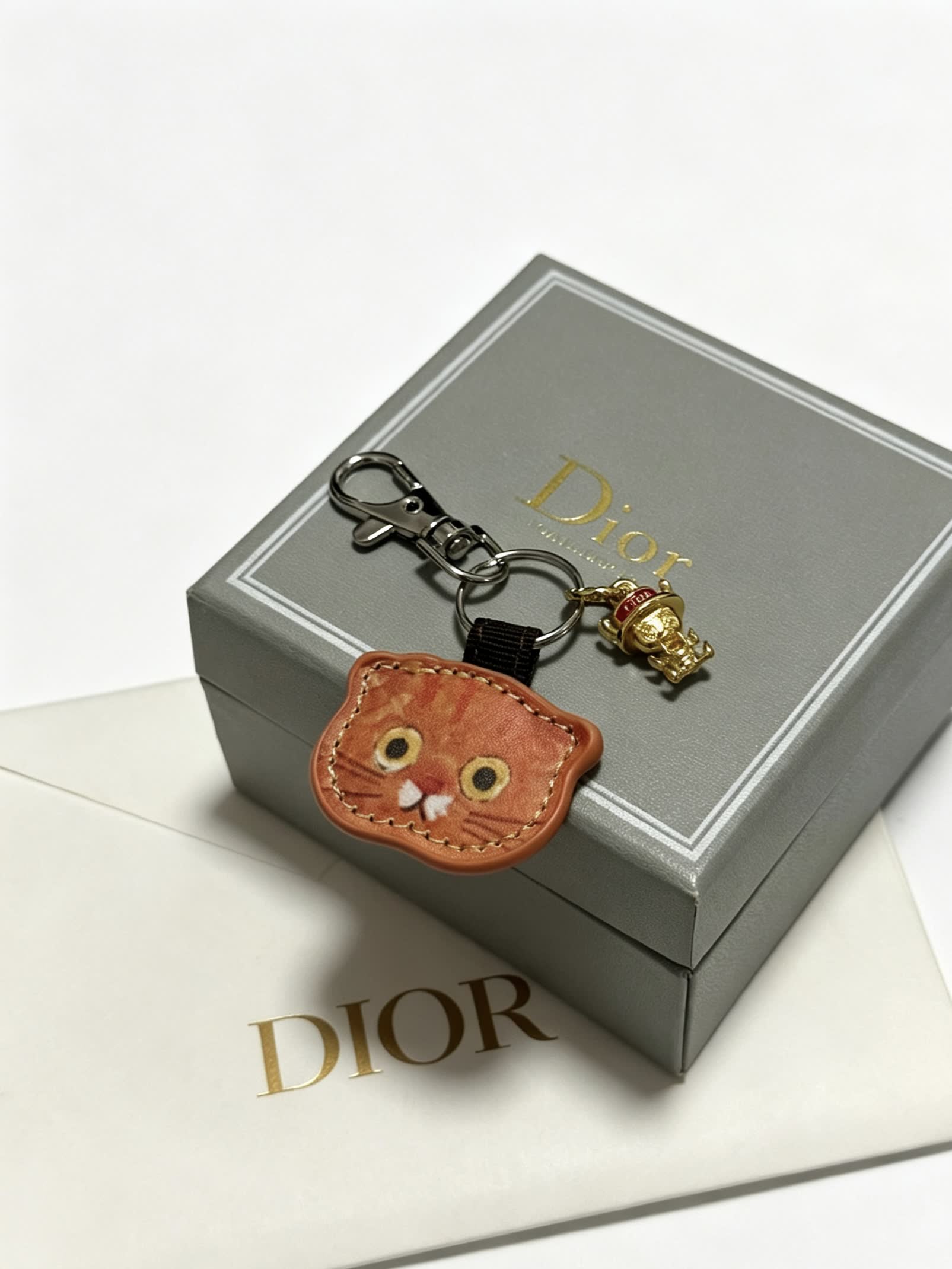 Dior Leather Cat Keychain