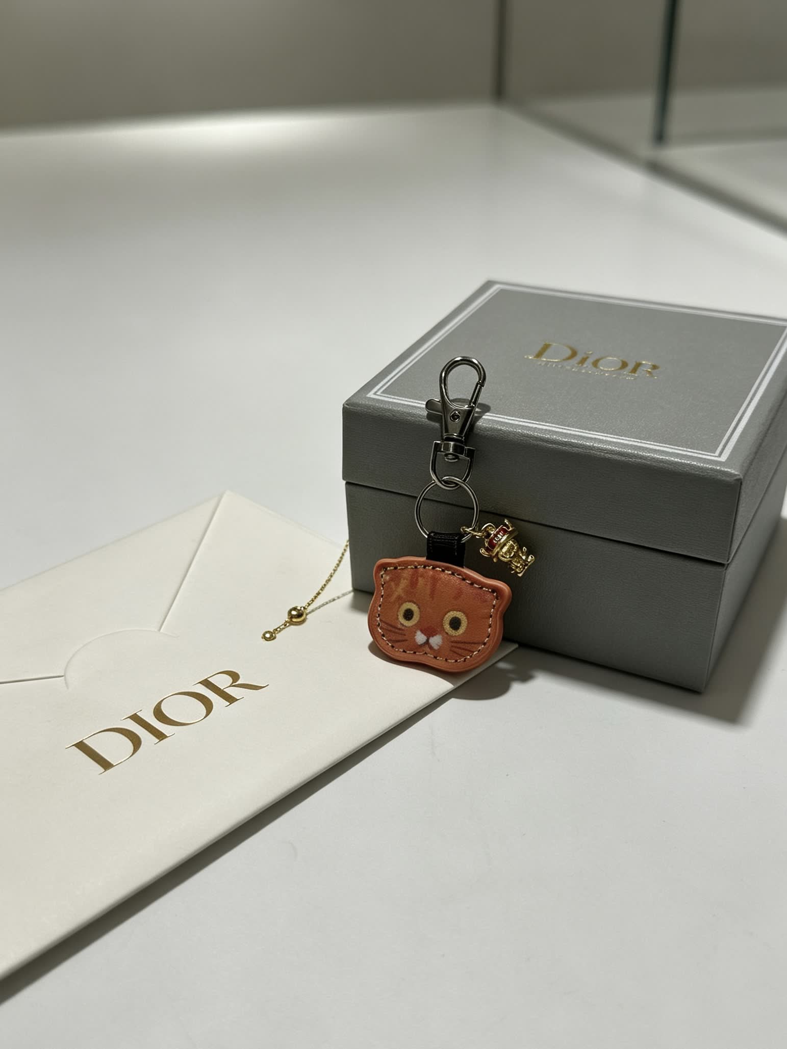 Dior Leather Cat Keychain