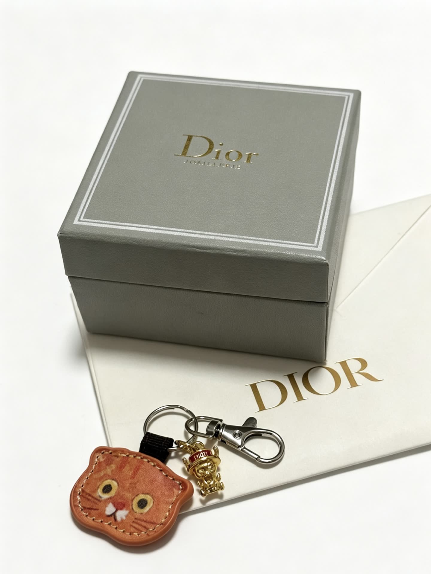 Dior Leather Cat Keychain