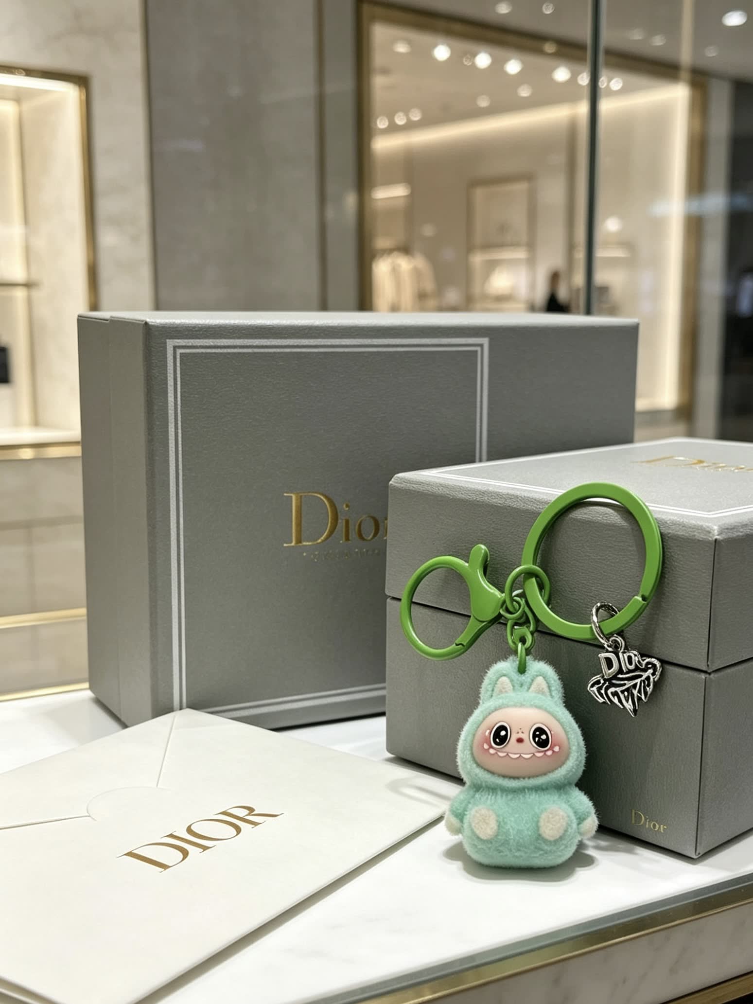 Dior Keychain with Green Monster Charm