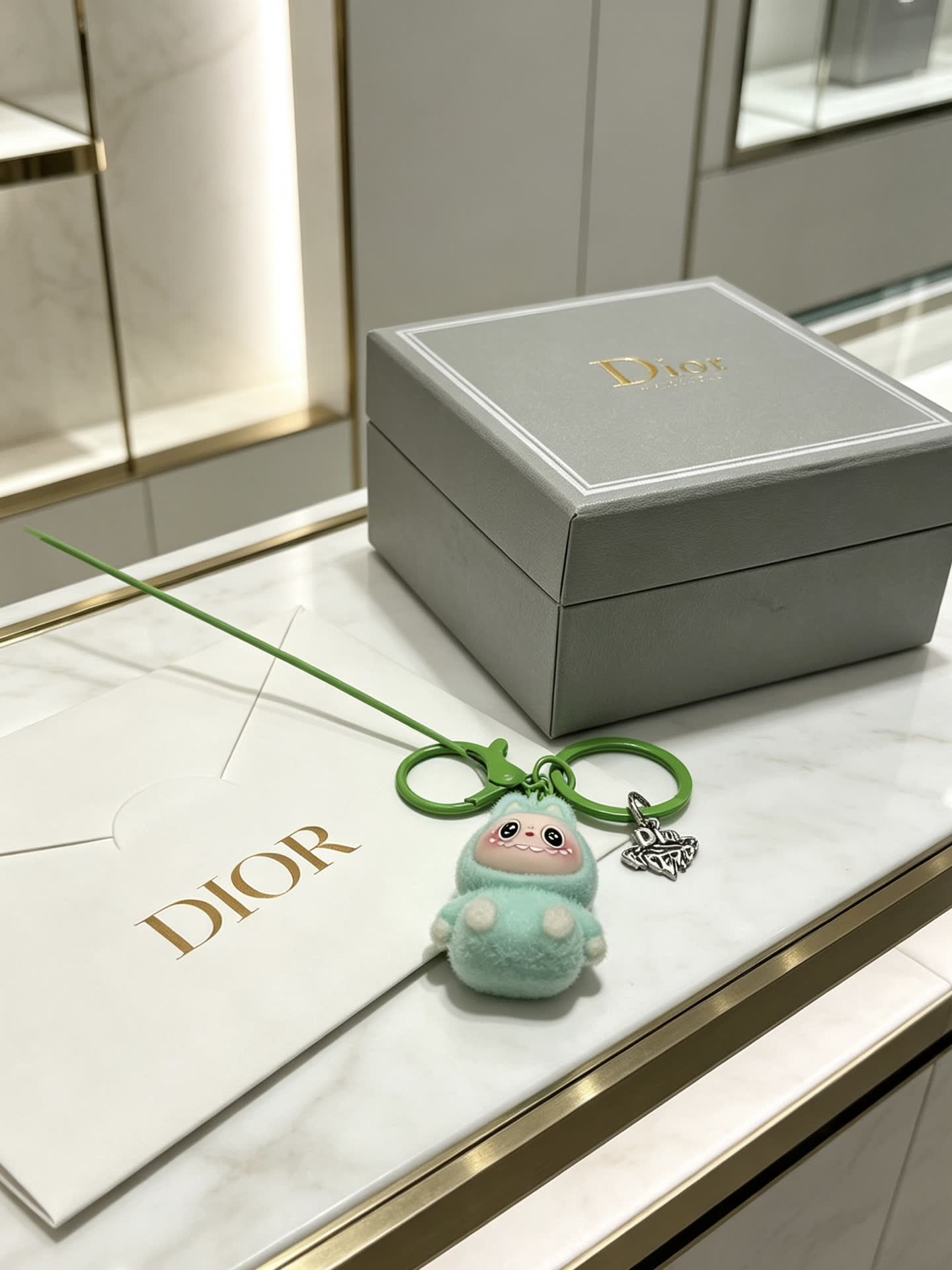 Dior Keychain with Green Monster Charm