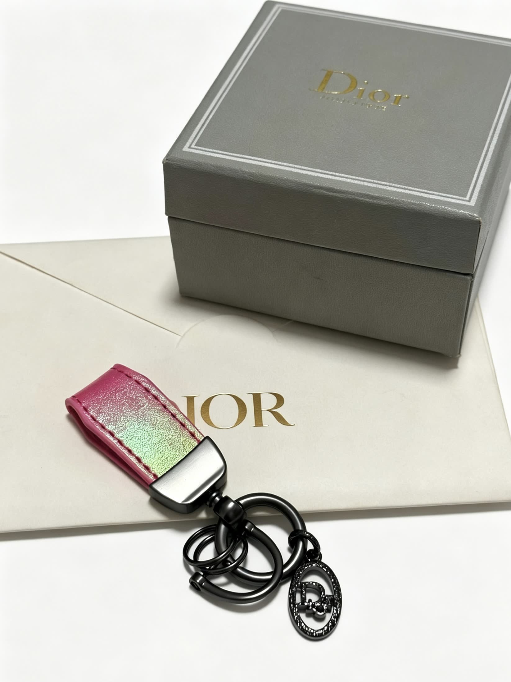Dior Keychain with Gradient Leather Strap