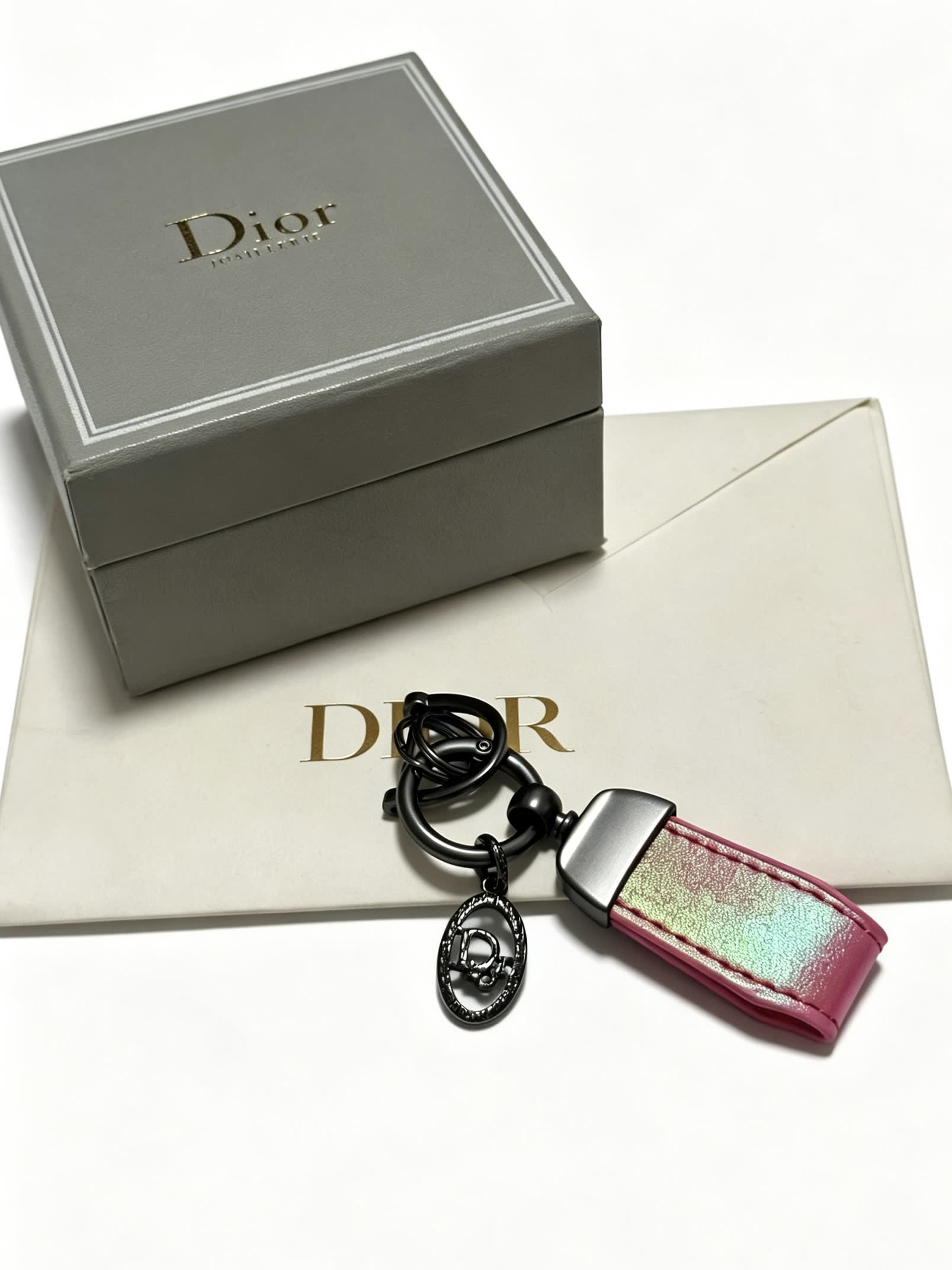 Dior Keychain with Gradient Leather Strap